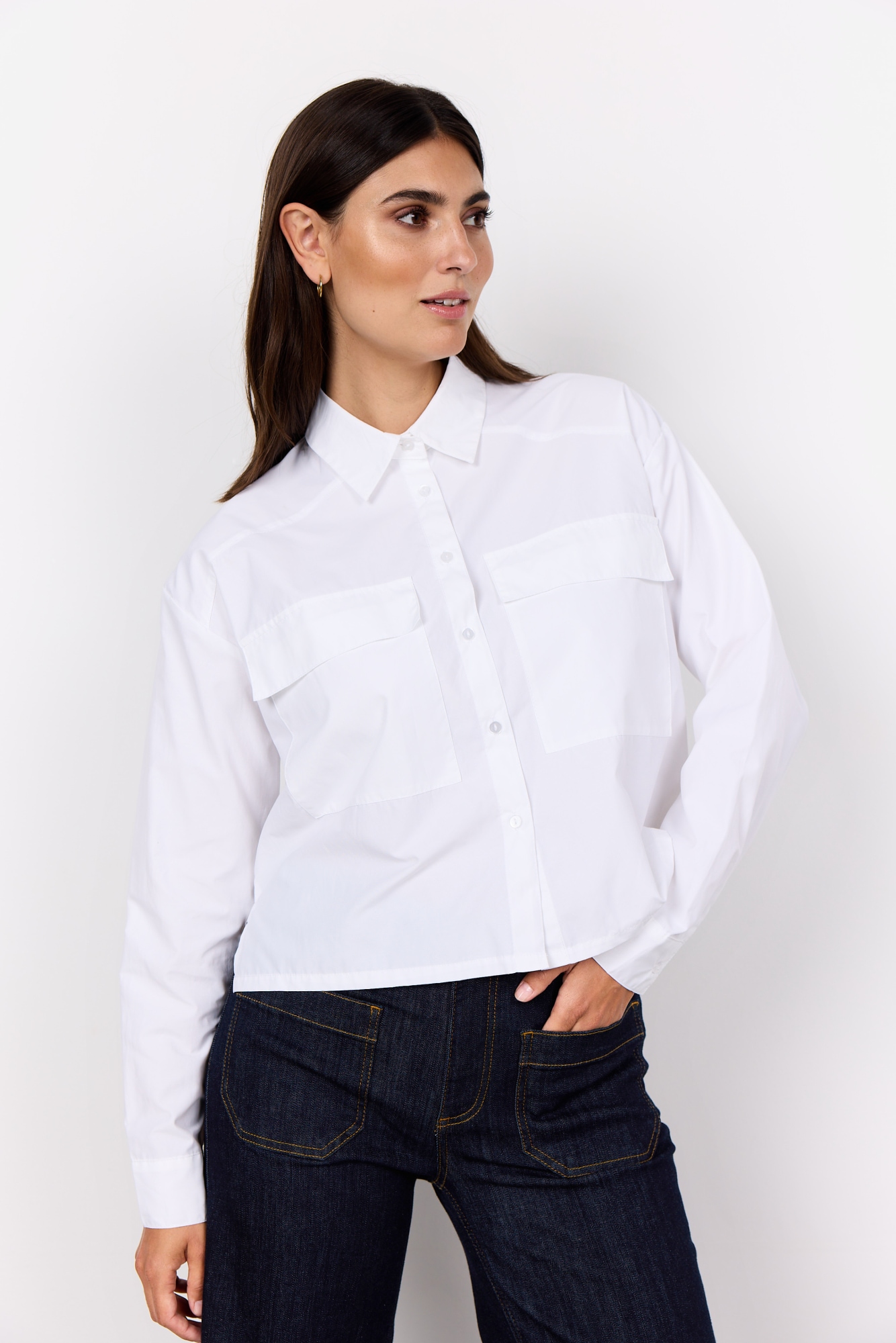 Image of soyaconcept Hemdbluse "SC-NETTI 96" aus Polyester und Baumwolle, mit klassischem Hemdblusenkragen