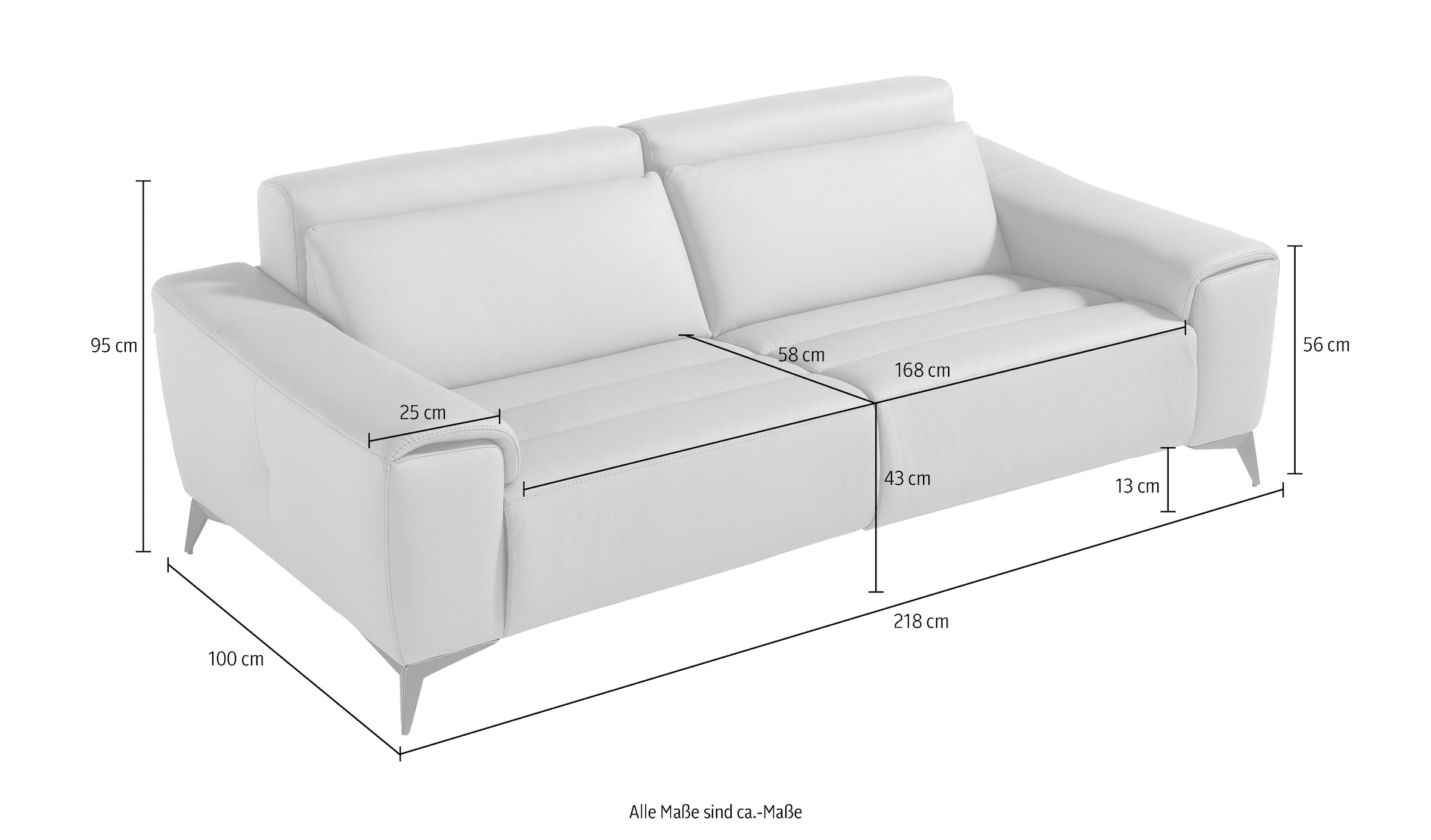 Egoitaliano 2,5-places »Suzette, Designsofa mit elektrischen Komfortfunktionen, edel & bequem« inkl. 2 elektronischer Relaxfunktionen, Rücken- und Fussteilfunktion