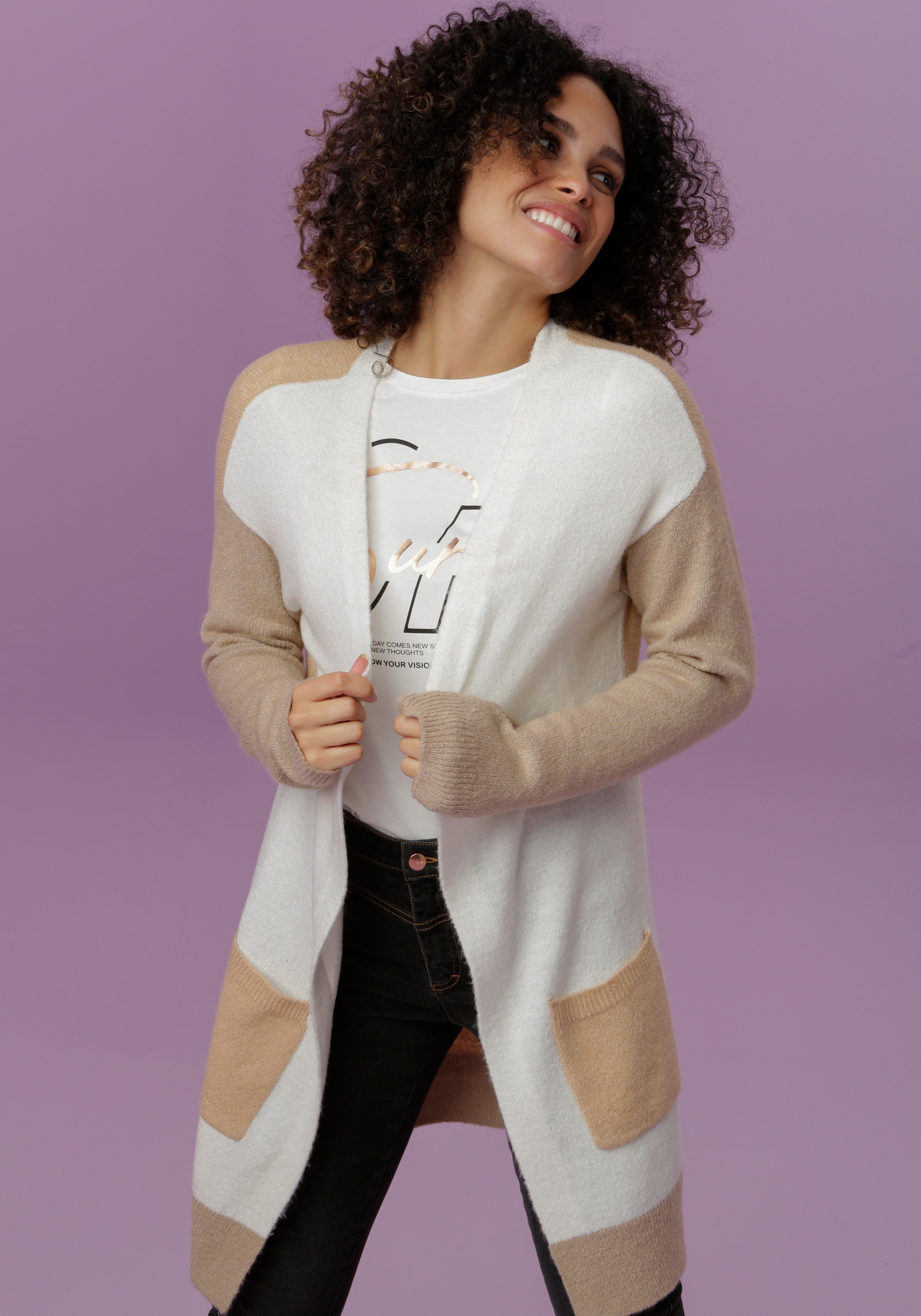 Image of Aniston SELECTED Strickjacke, im Colorblocking bei Ackermann Versand Schweiz