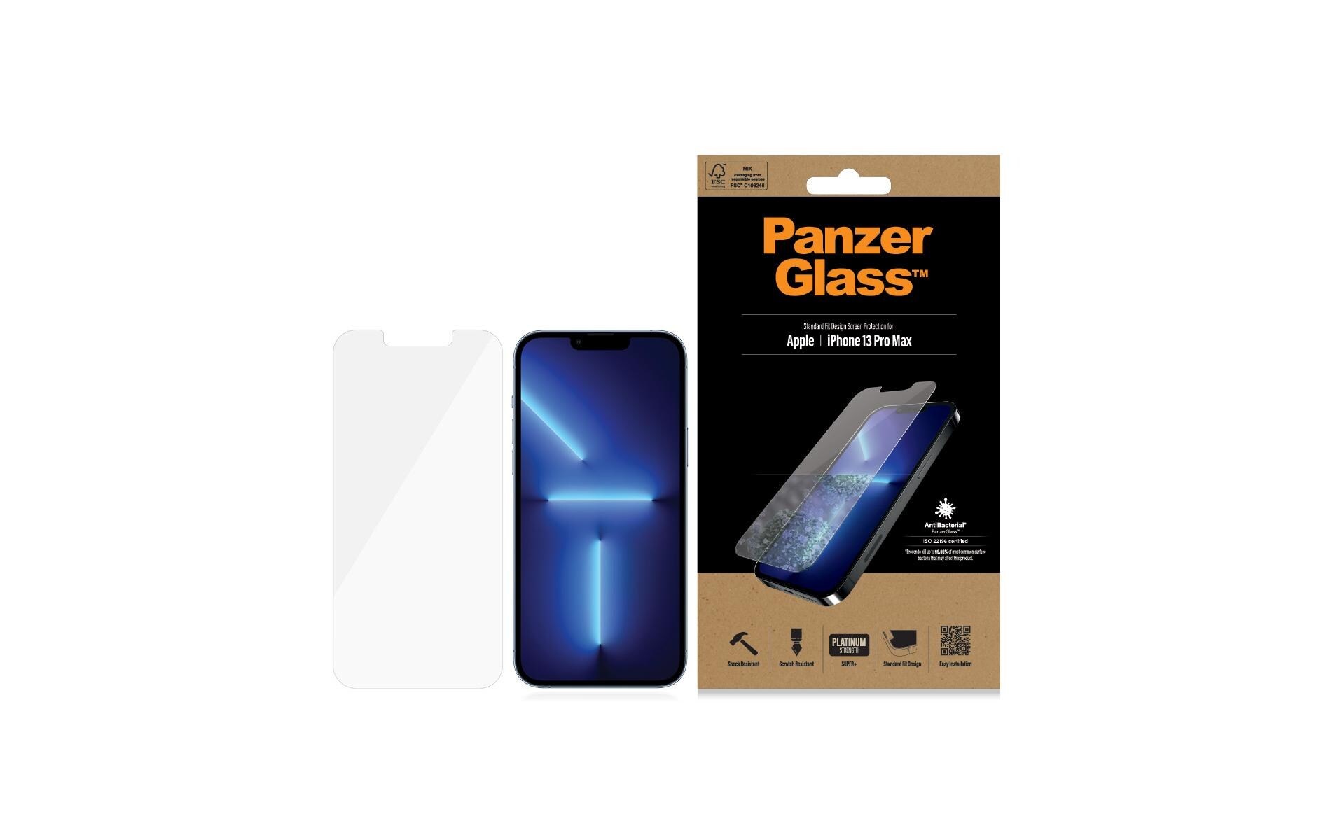 PanzerGlass Displayschutzglas »Displayschutz Standard«, für iPhone 13 Pro Max, Nicht 100% bis an den Rand deckend