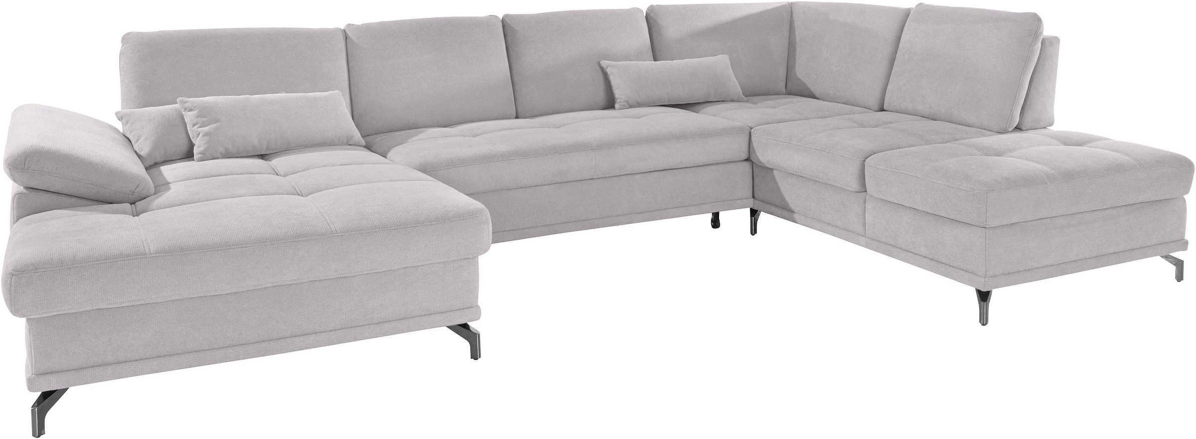Places of Style Wohnlandschaft »Costello U-Form, mit Sitztiefenverstellung, Armteilverstellung und«, 3 Nierenkissen, optional Bettfunktion und Bettkasten