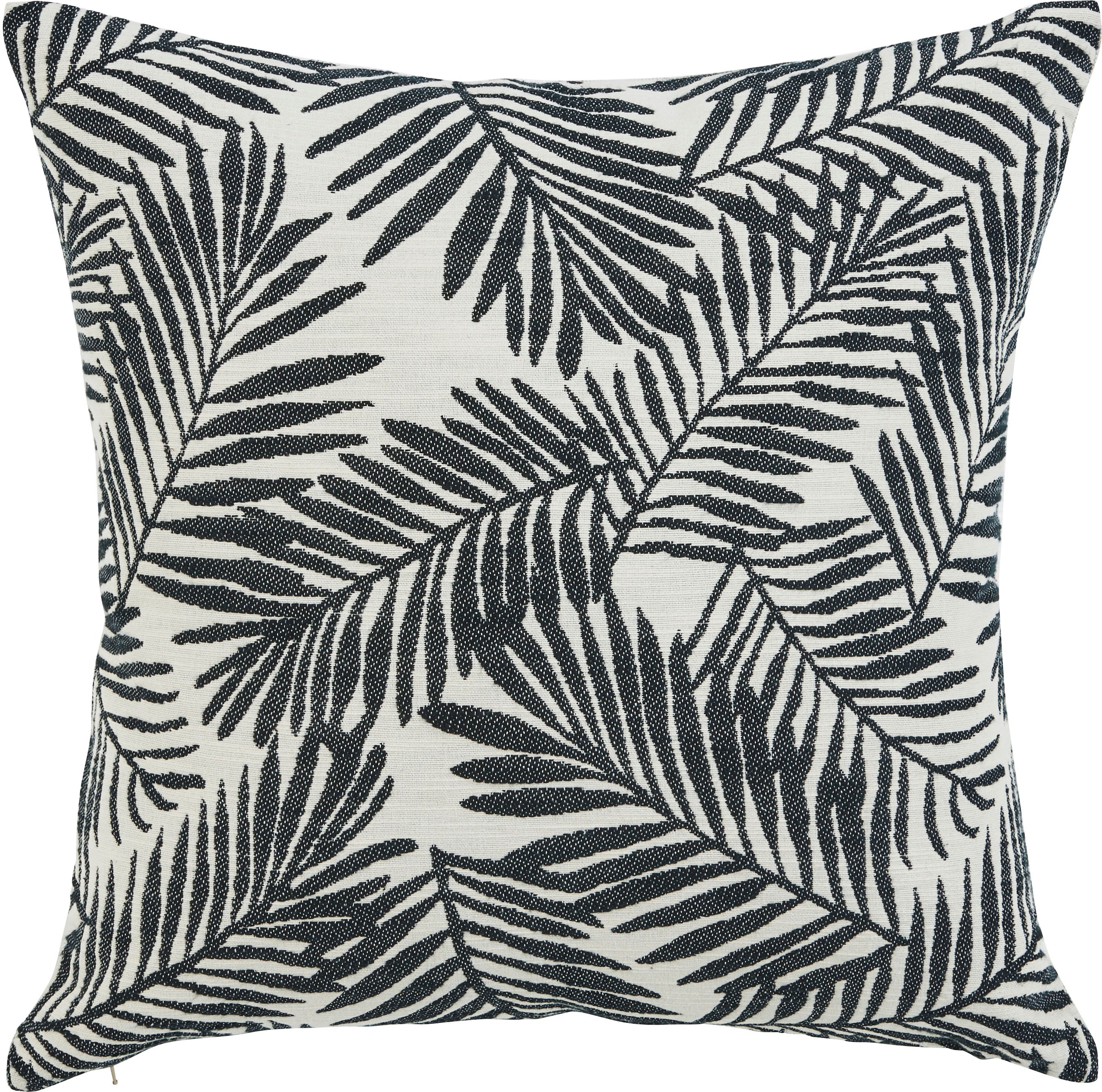 Image of done. Kissenhülle "Black Palm" Kissenhülle vorderseitig jaquardgewebt mit Blattmotiv