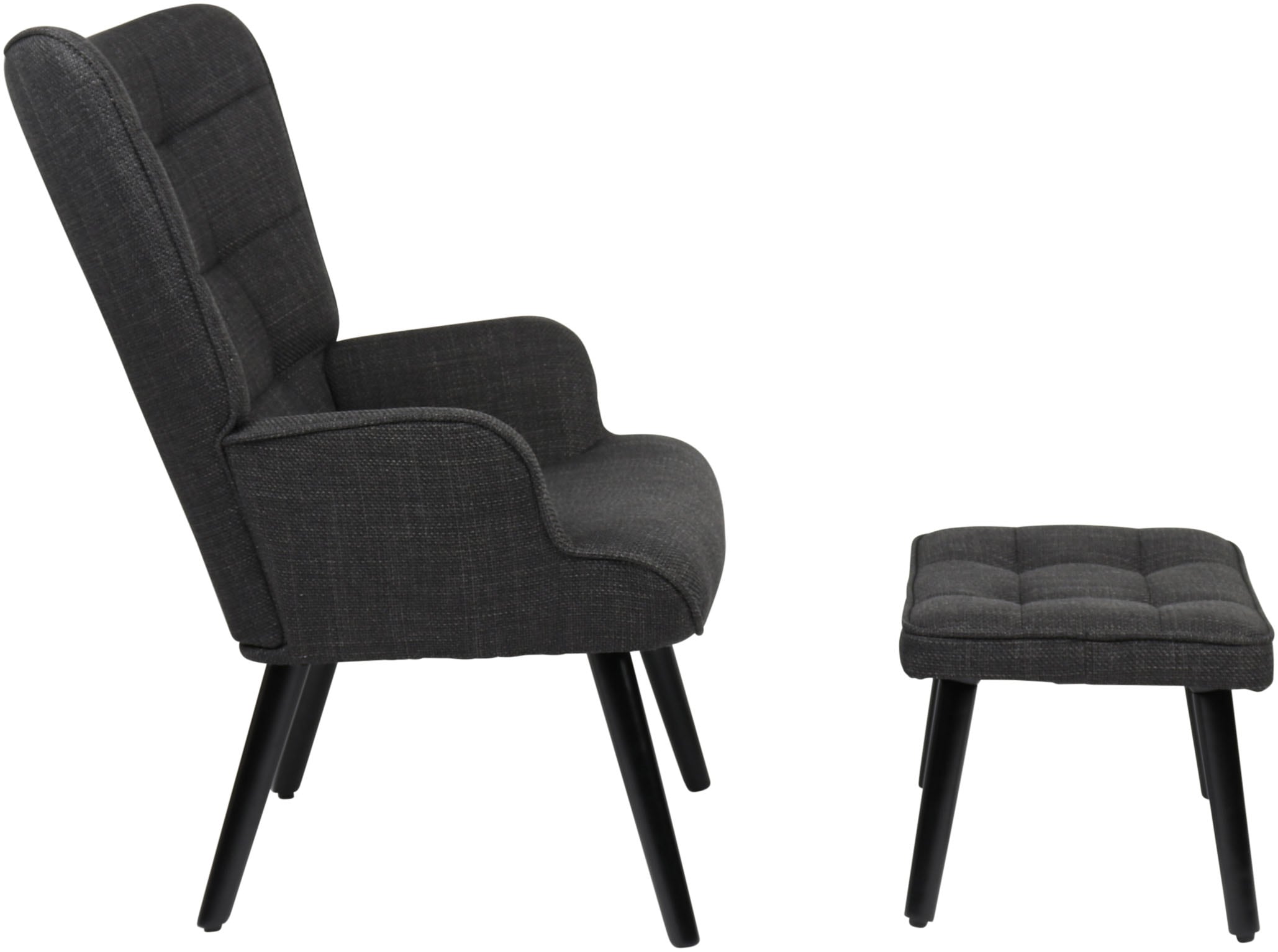 HELA Loungesessel »PAROS«, (Set, 2 St., Sessel mit Hocker), Sessel mit Hocker;Loungesessel;4-Fuss Massiv;Webstoff;Armlehnen