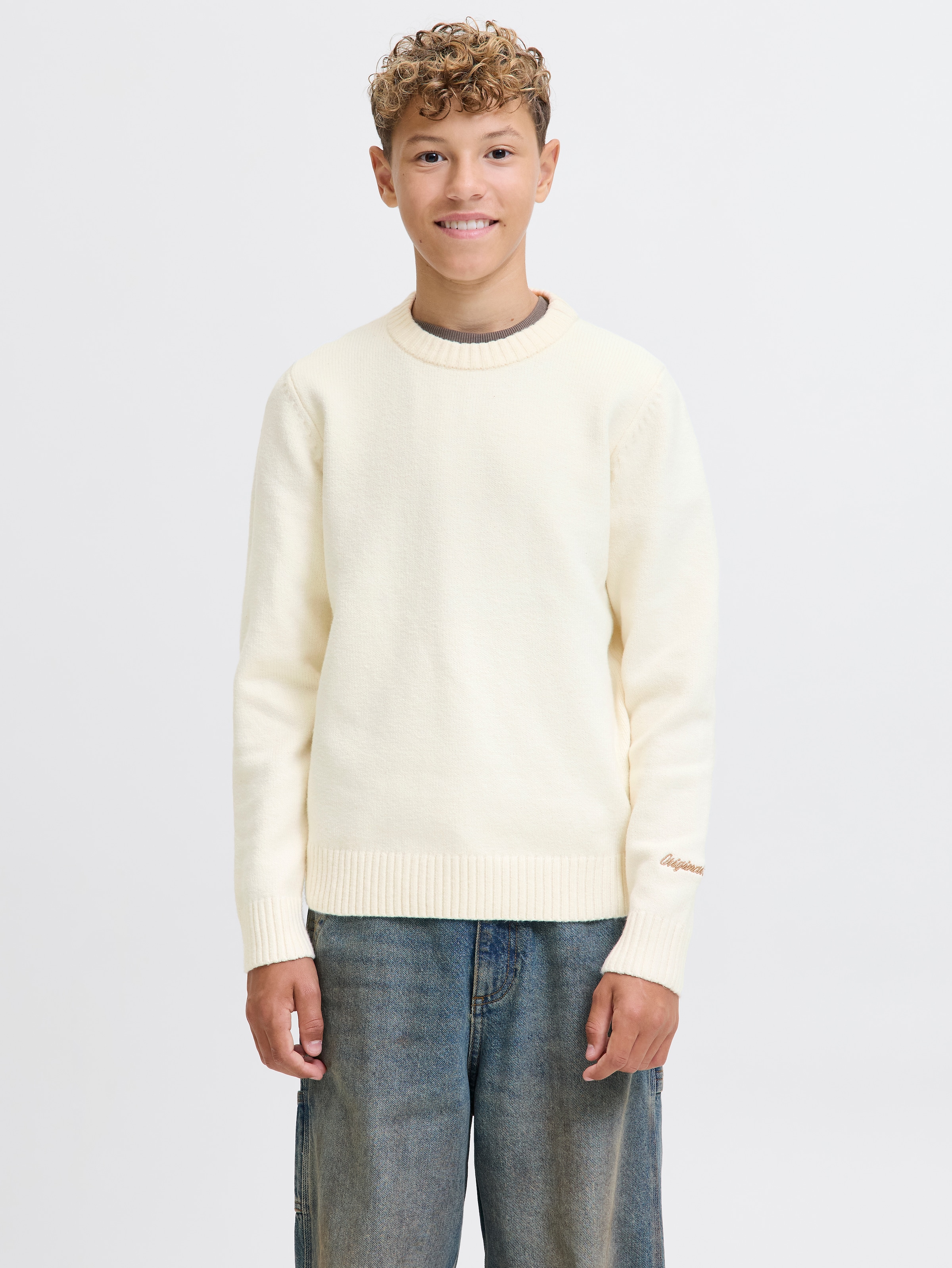 Image of Jack & Jones Junior Rundhalspullover "JORNORREBRO KNIT CREW NECK JNR" Baumwollmischung, locker geschnitten
