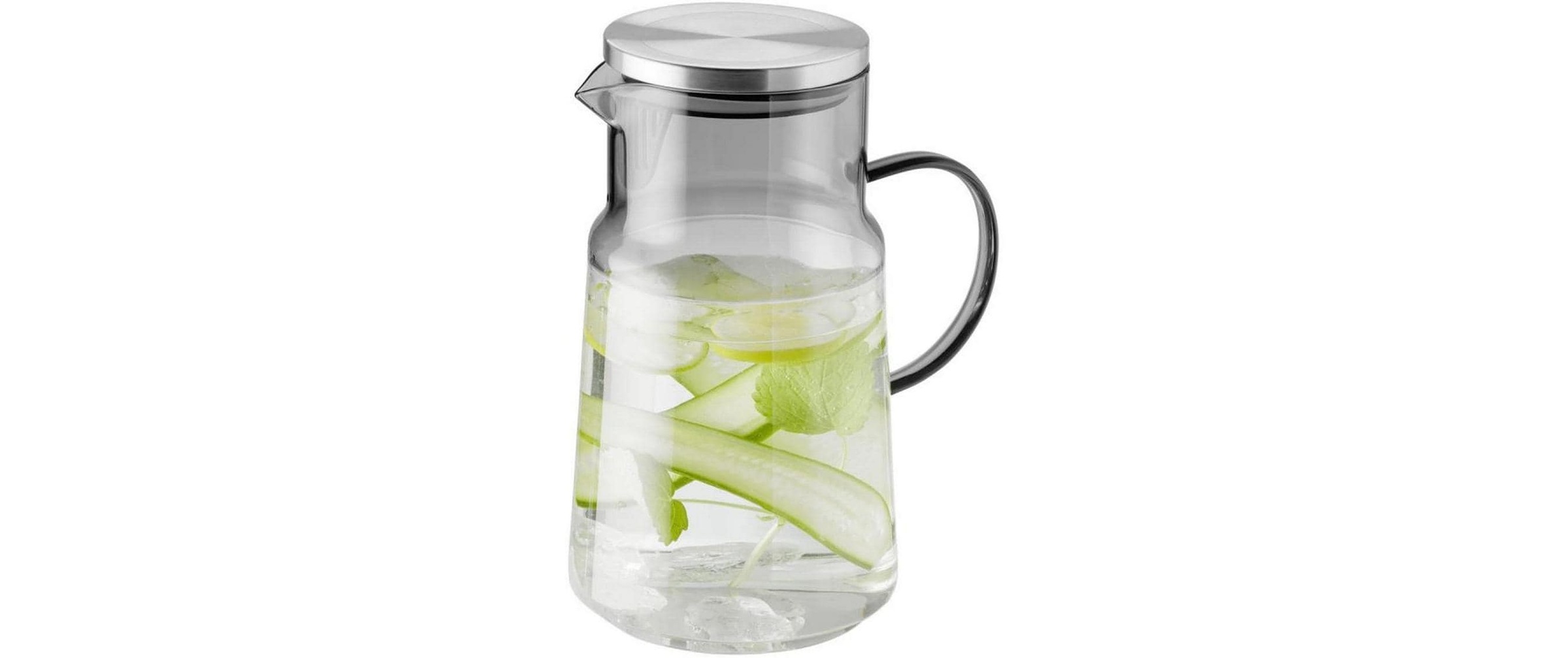 APS Wasserkaraffe »Ø 13 cm, H: 23 cm, 2 Liter , Glas, Polypropylen, Silikon« Deckel aus 18/8 Edelstahl