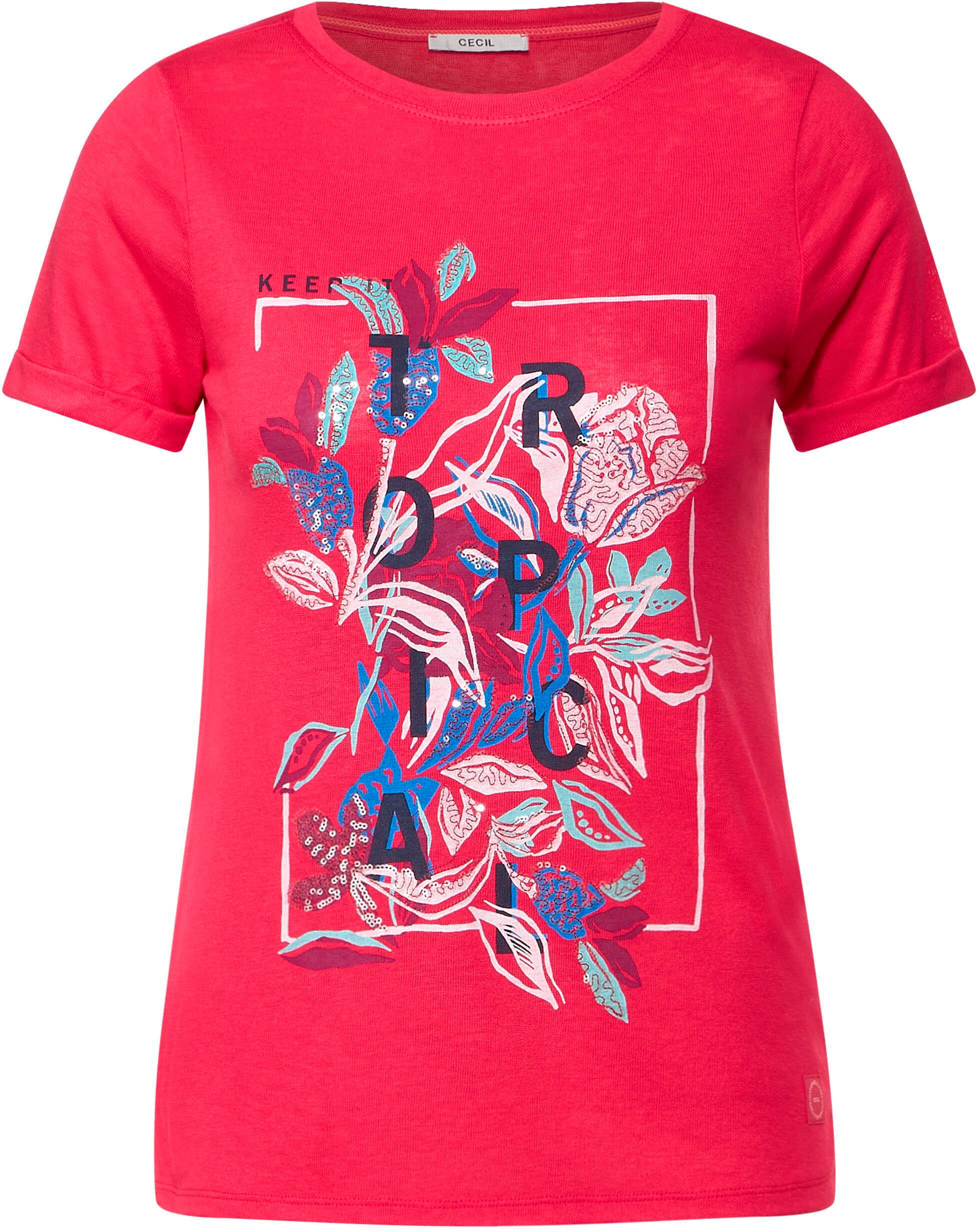 Cecil T-Shirt »LINENLOOK_Shape print«, mit klassischem Rundhalsausschnitt