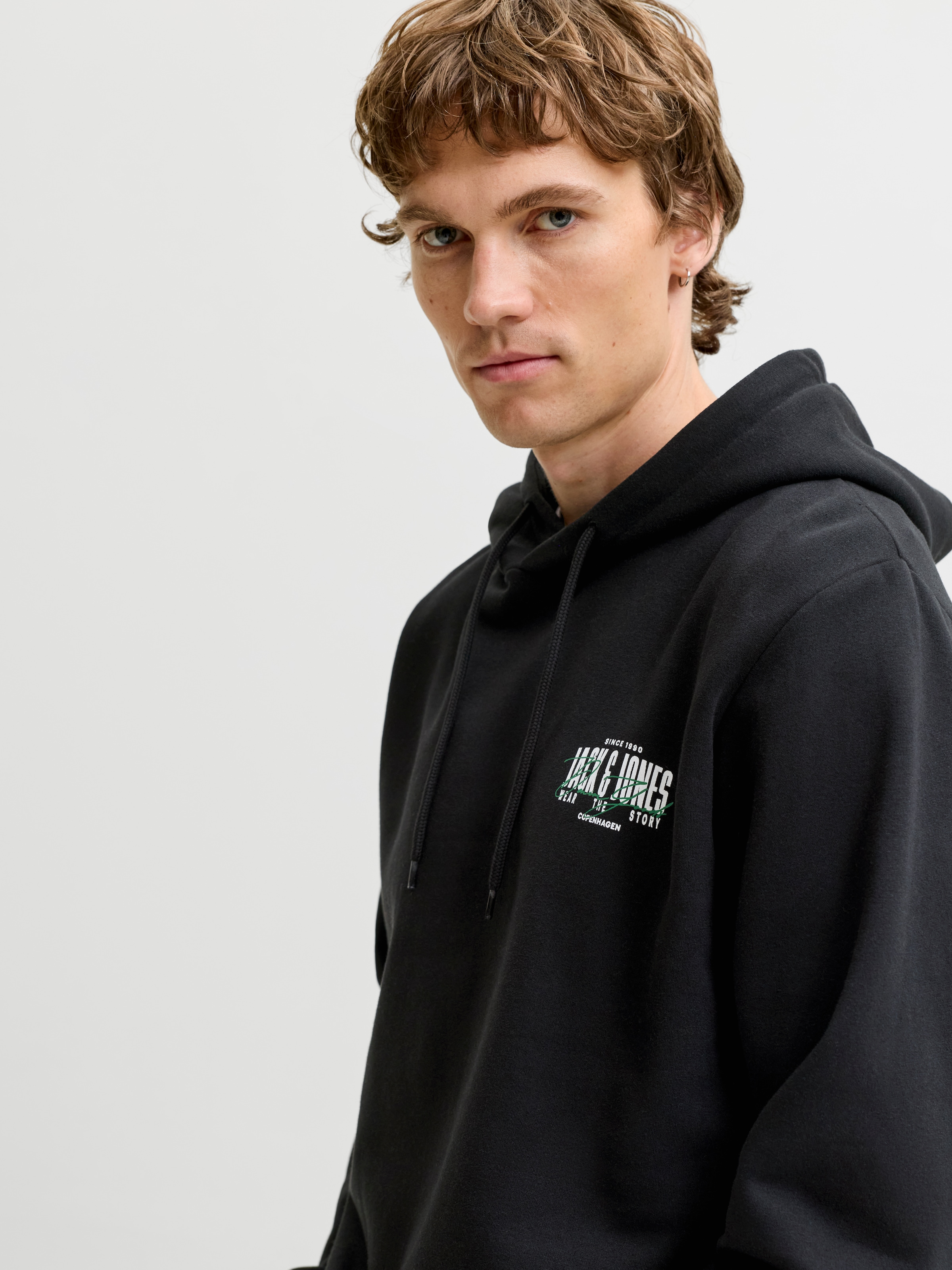 Jack & Jones Sweat à capuche »JJAERO SWEAT HOOD«, mélange de matériaux, coupe régulière
