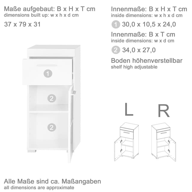 ♕ INOSIGN Unterschrank »Avena«, Breite 37 cm, Badezimmerschrank mit 1  Schubkasten und 1 Tür versandkostenfrei auf