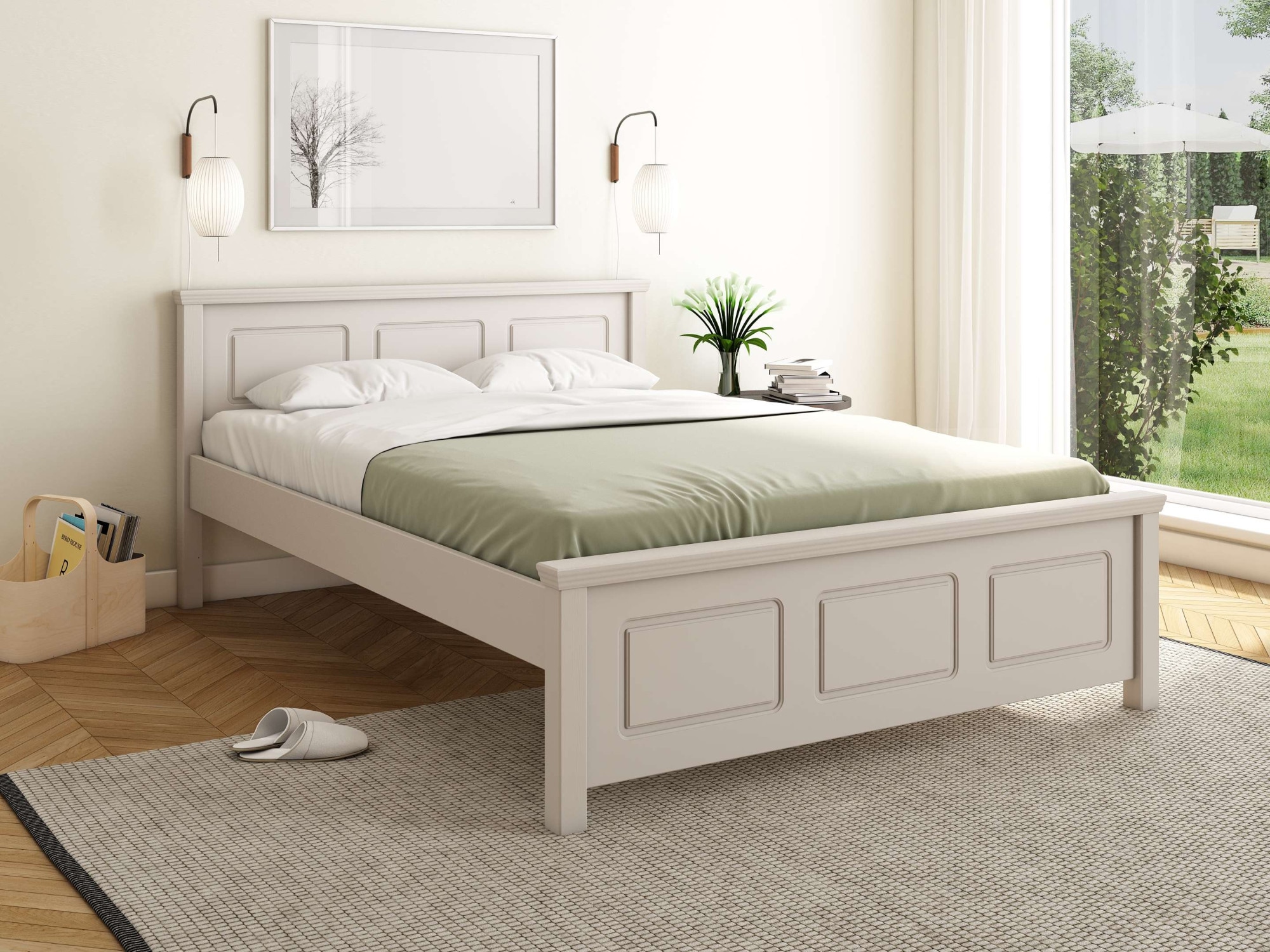 GOODproduct Lit en bois massif »ERIK' , Made in Europe, optional mit Schublade, Massivholz Kiefer« FSC® zertifiziert,  in mehreren Grössen, Landhausstil mit Kassettenoptik