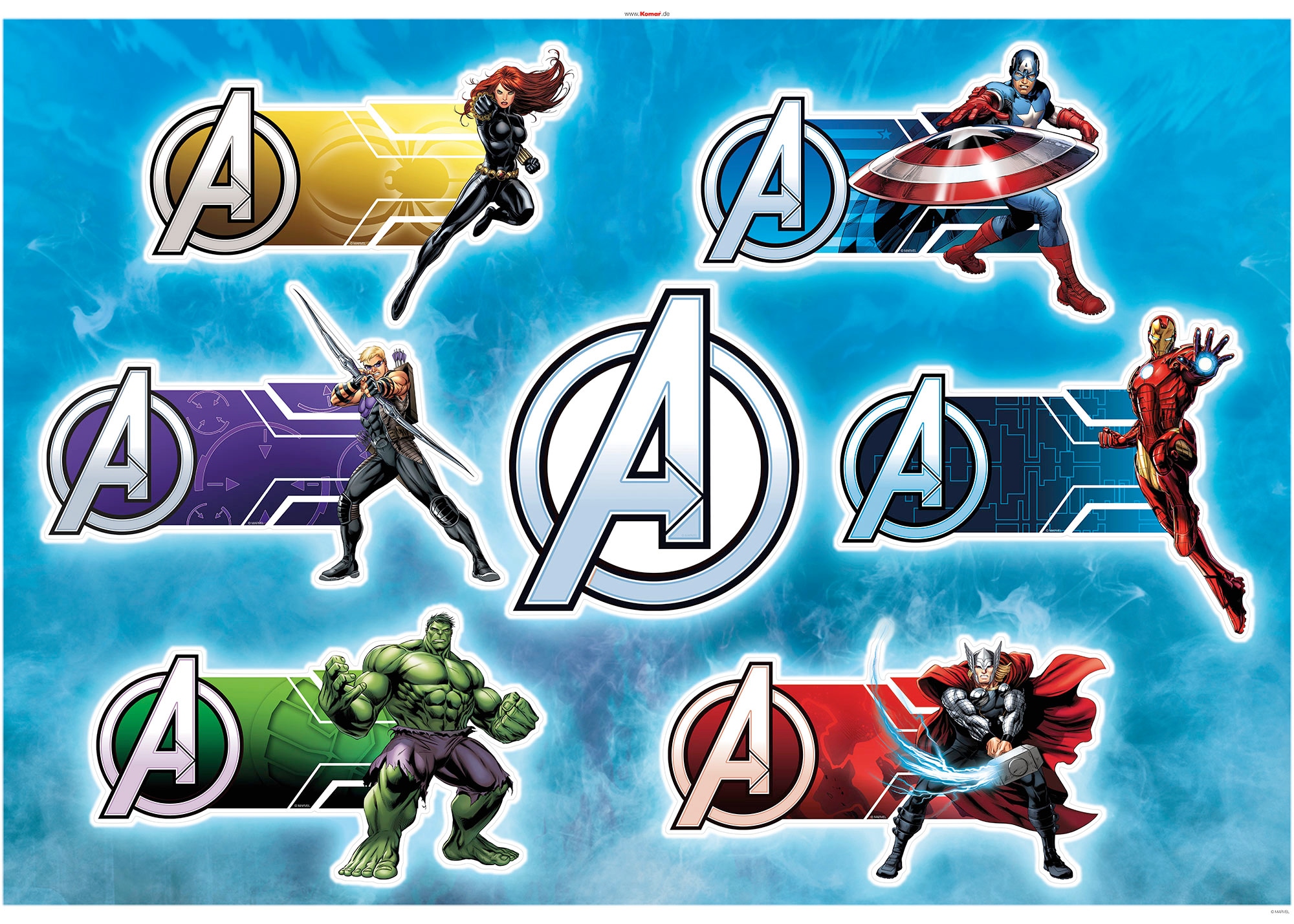 Wandtattoo »Avengers Plates«, (7 St.), 100x70 cm (Breite x Höhe), selbstklebendes...