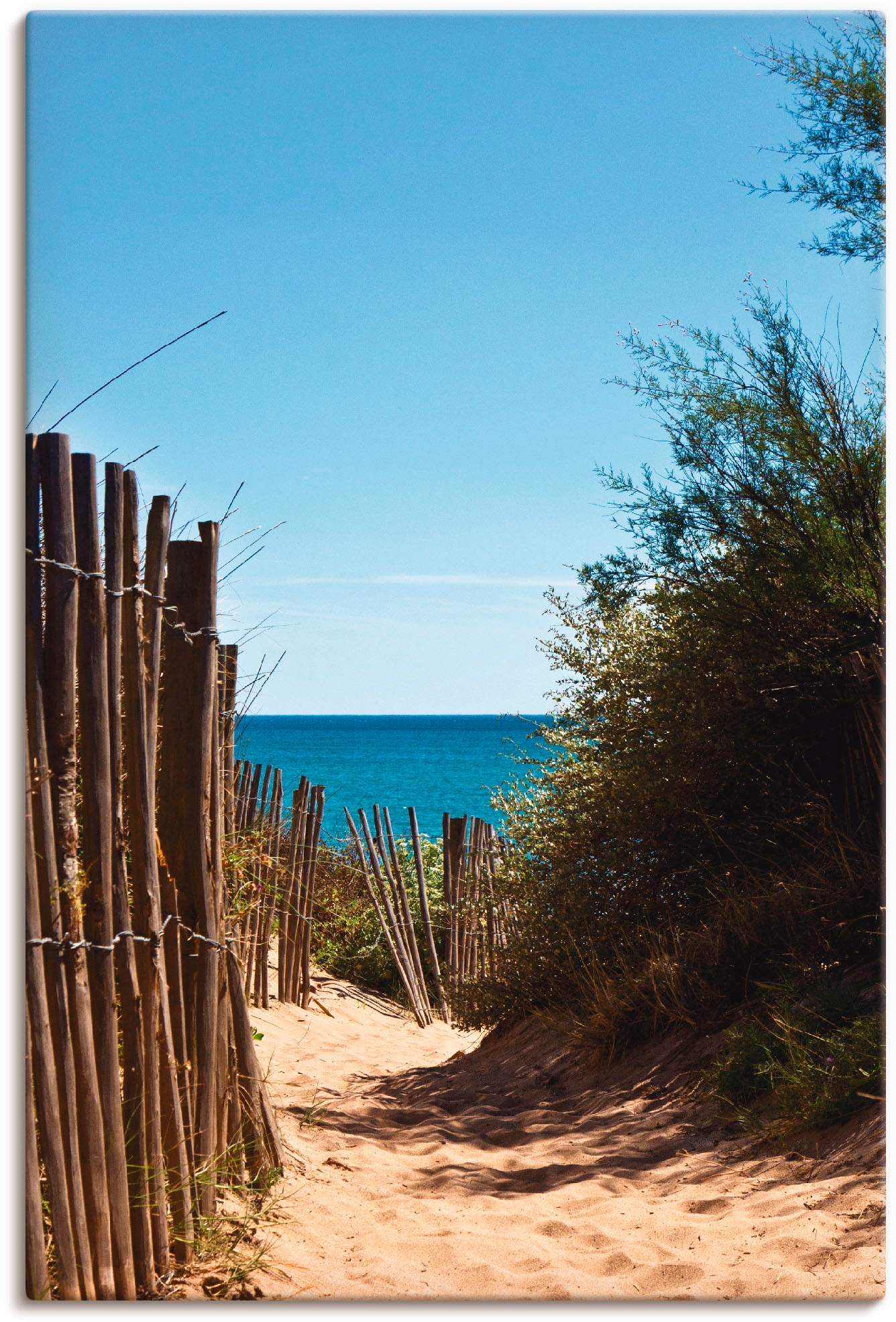 Image of Artland Leinwandbild "Strandzugang zum Serignan Plage" Strand 1 Stk. tlg. auf Holzrahmen gespannt