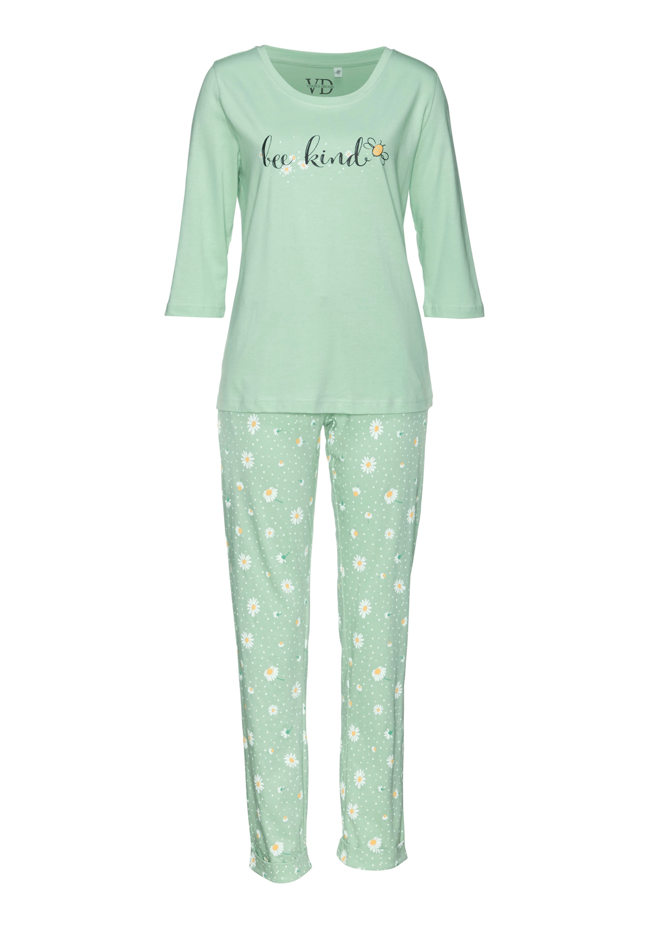 Vivance Dreams Pyjama, (2 tlg.), mit Gänseblümchen-Druck