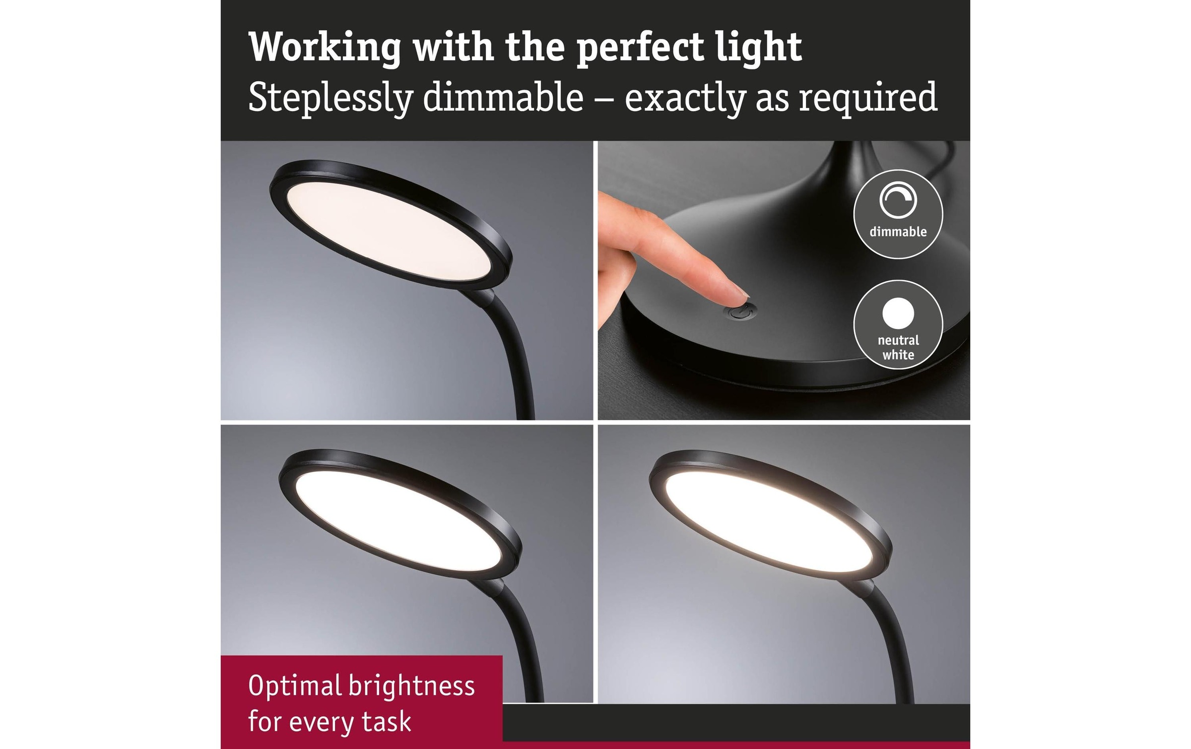 Paulmann Lampe de bureau LED »Paulmann Schreibtischleuchte Schwarz, matt« Module LED blanc chaud