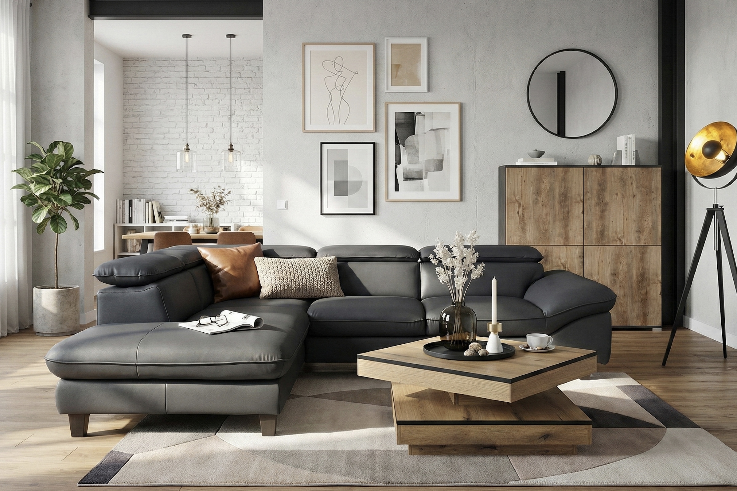 Home affaire Canapé d'angle »Pilot L-Form« avec réglage de la tête, optionnellement avec fonction couchage & coffre de lit