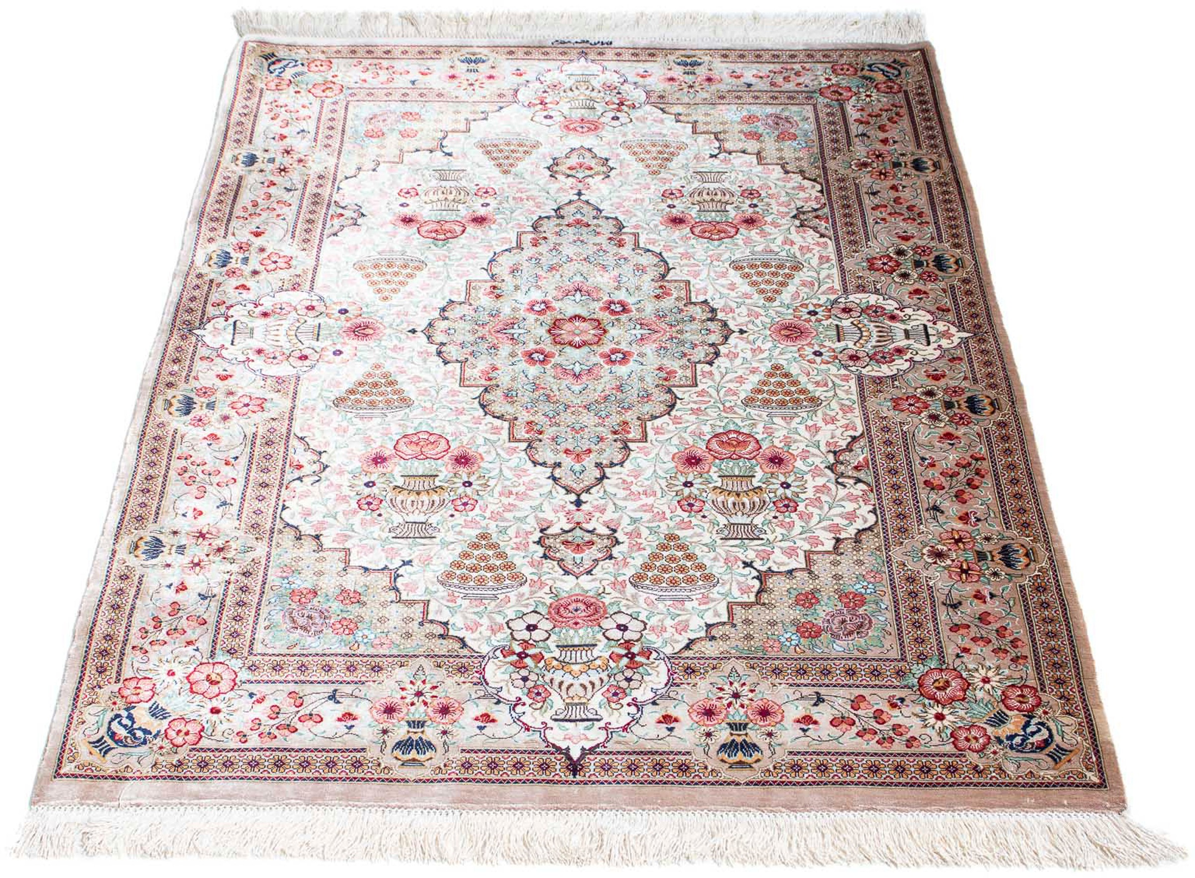 Image of morgenland Orientteppich »Perser - Ghom - 125 x 84 cm - beige«, rechteckig, 10 mm Höhe, Wohnzimmer, Handgeknüpft, Einzelstück mit Zertifikat bei Ackermann Versand Schweiz