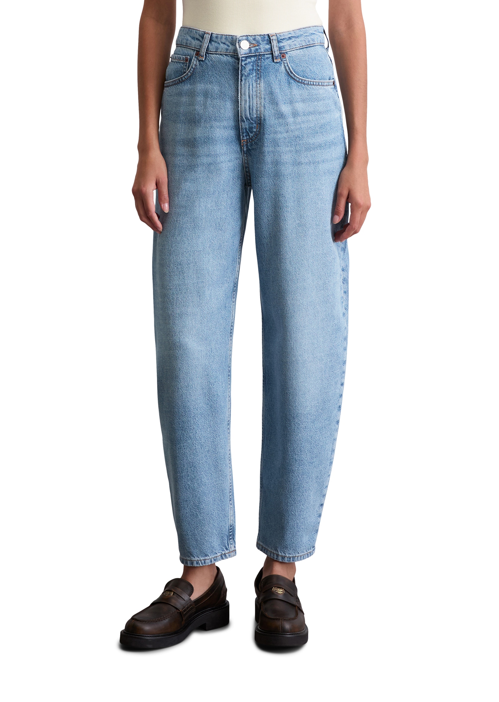 Image of Marc OPolo High-waist-Jeans hohe Taille, lockere Passform, verkürzte Länge