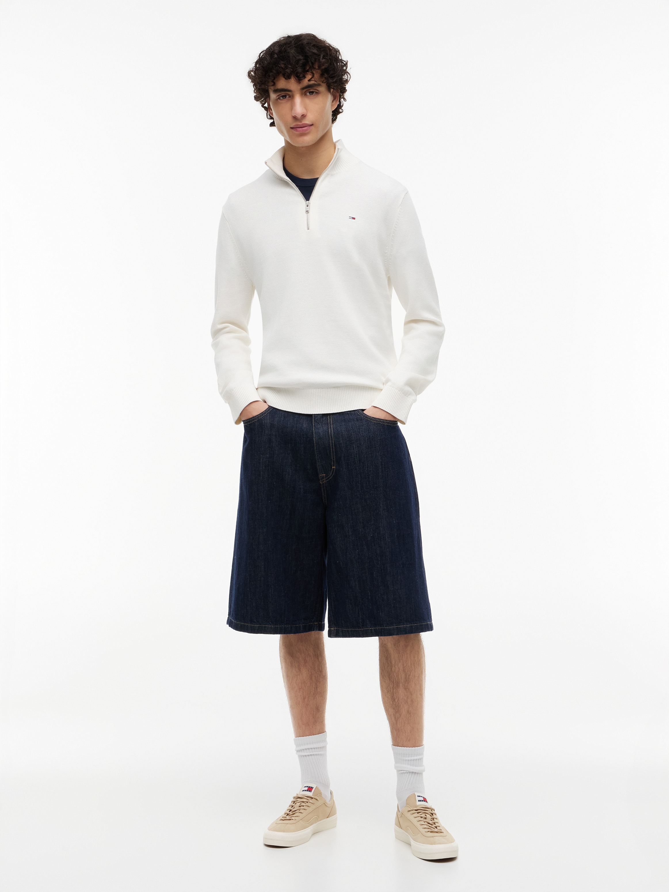 Tommy Jeans Pull en tricot »TJM SLM ESS LIGHT ¼ ZIP SWTR EXT« avec encolure ronde