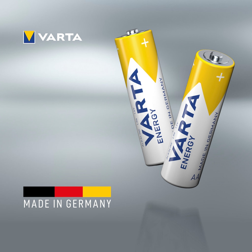 VARTA Batterie »Energy AA Mignon LR6 30er Pack Alkaline - Made in Germany - ideal für Spielzeug Taschenlampen und andere batteriebetriebene Geräte«, LR06, 1,5 V, (Packung, ValuePack)