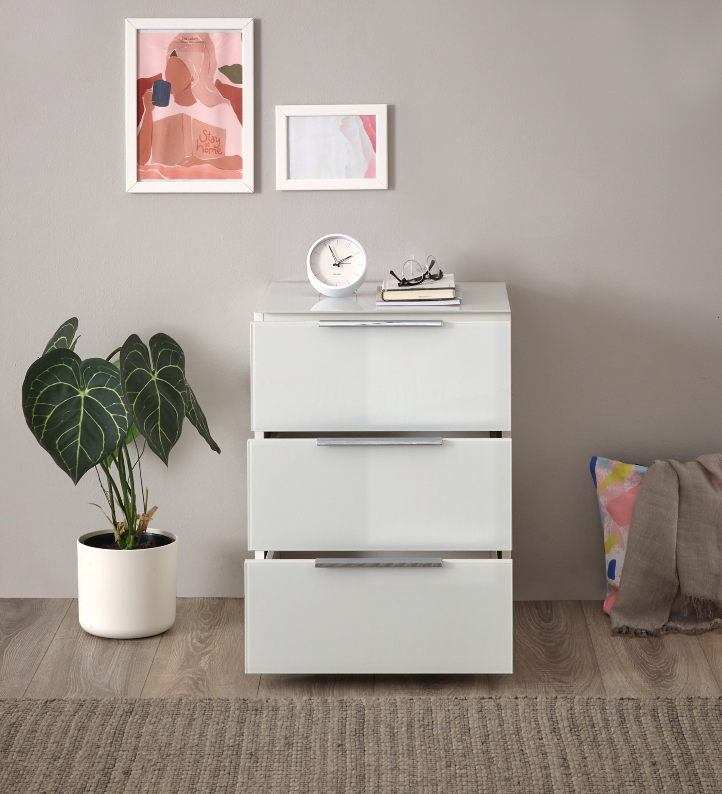 HBZ Commode »Santorin Nachtkonsole, BxHxT 45x61x40 cm« 1 cuis tlg. Breite 45cm, Softclose für Schubkästen, Melaminbeschichtung