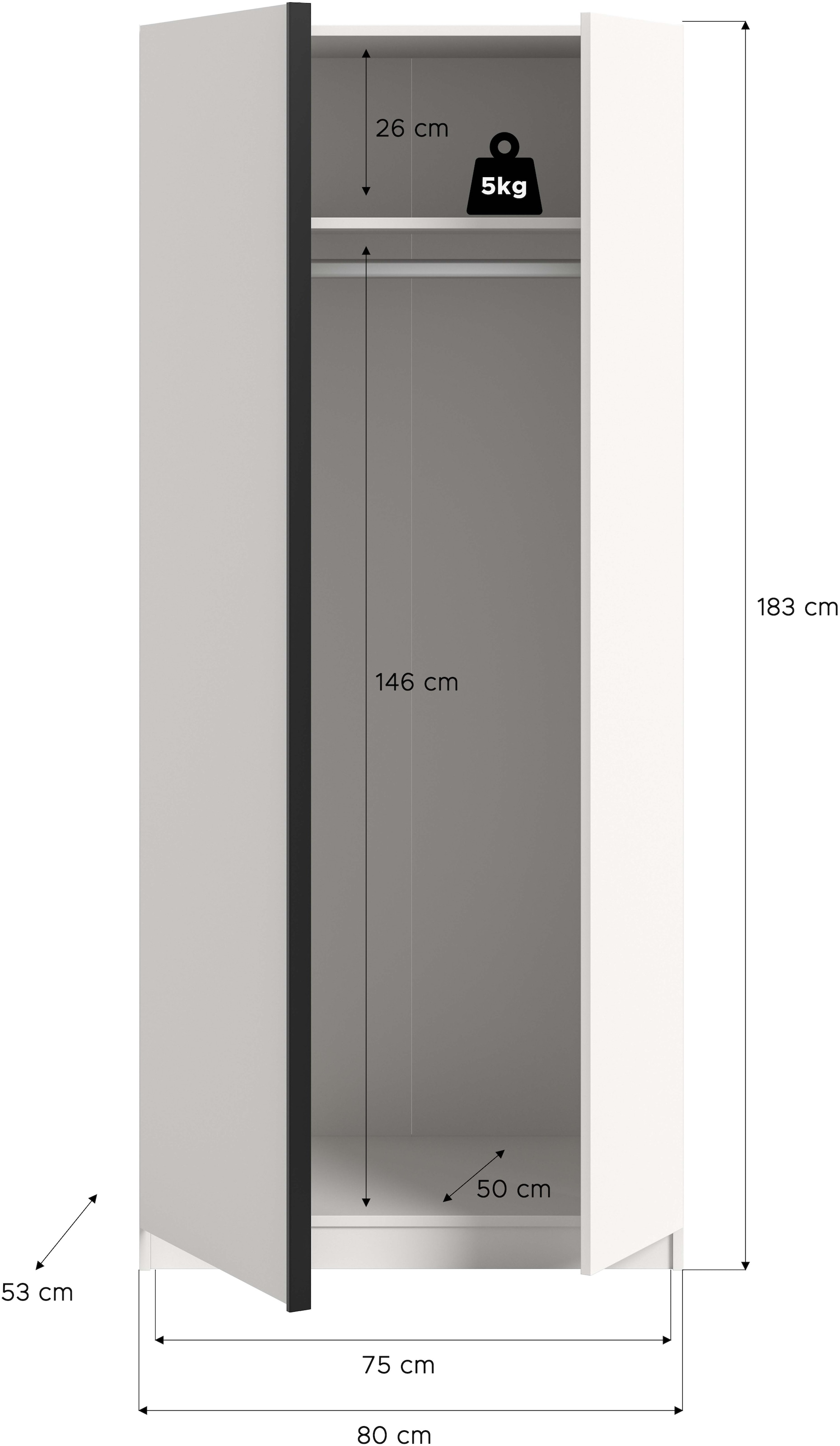 Home affaire Kleiderschrank »BENDINGO, TOPSELLER!, Schlafzimmerschrank, Schrank, Garderobenschrank« OTTO BESTSELLER, Garderobe & Schlafzimmer,  Breite 80cm, weiss, 2-türig, inkl. 1 Kleiderstange und 1 Ablageboden