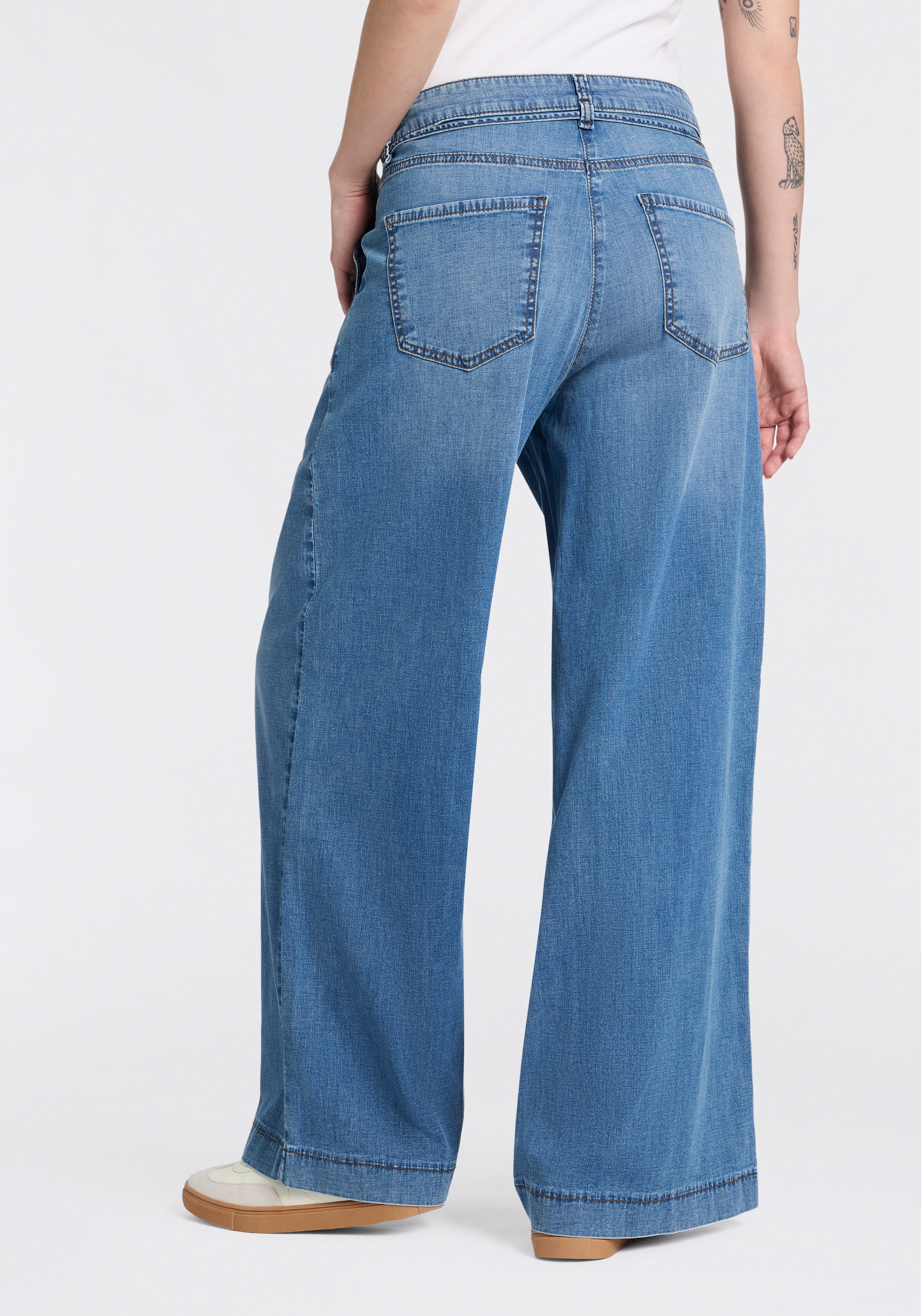 MAC Jeans large »WENDY« avec ceinture nouée en denim