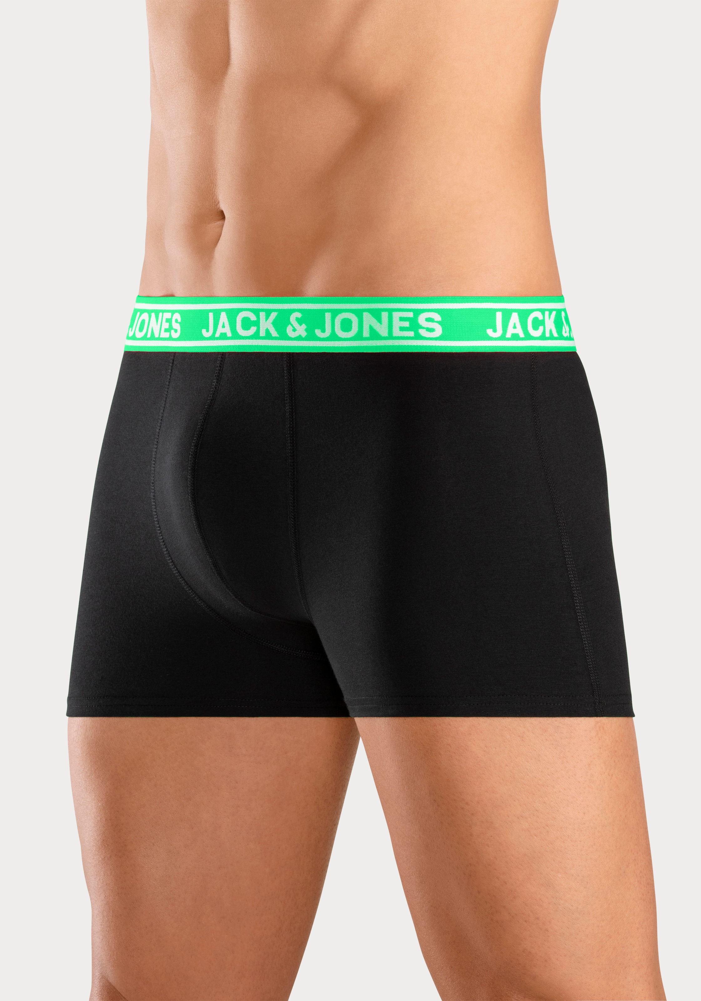 Jack & Jones Trunk »JACCRISP im 6er Pack mit Logobund und Stretchkomfort«, (Packung, 6 St.), unifarben mit Farbeinsatz, modisch, eng anliegend, Baumwollmischung