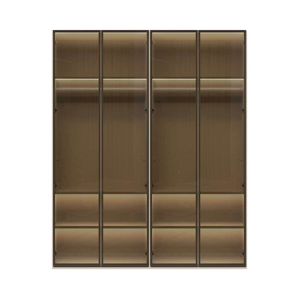 GOODproduct Drehtürenschrank »Opera Parsol-Glastüren, LED-Glasbodenbeleuchtung, mit und ohne Kranz« Glastüren, UV-Lack, LED-Innenbeleuchtung, Soft-Close-Funktion