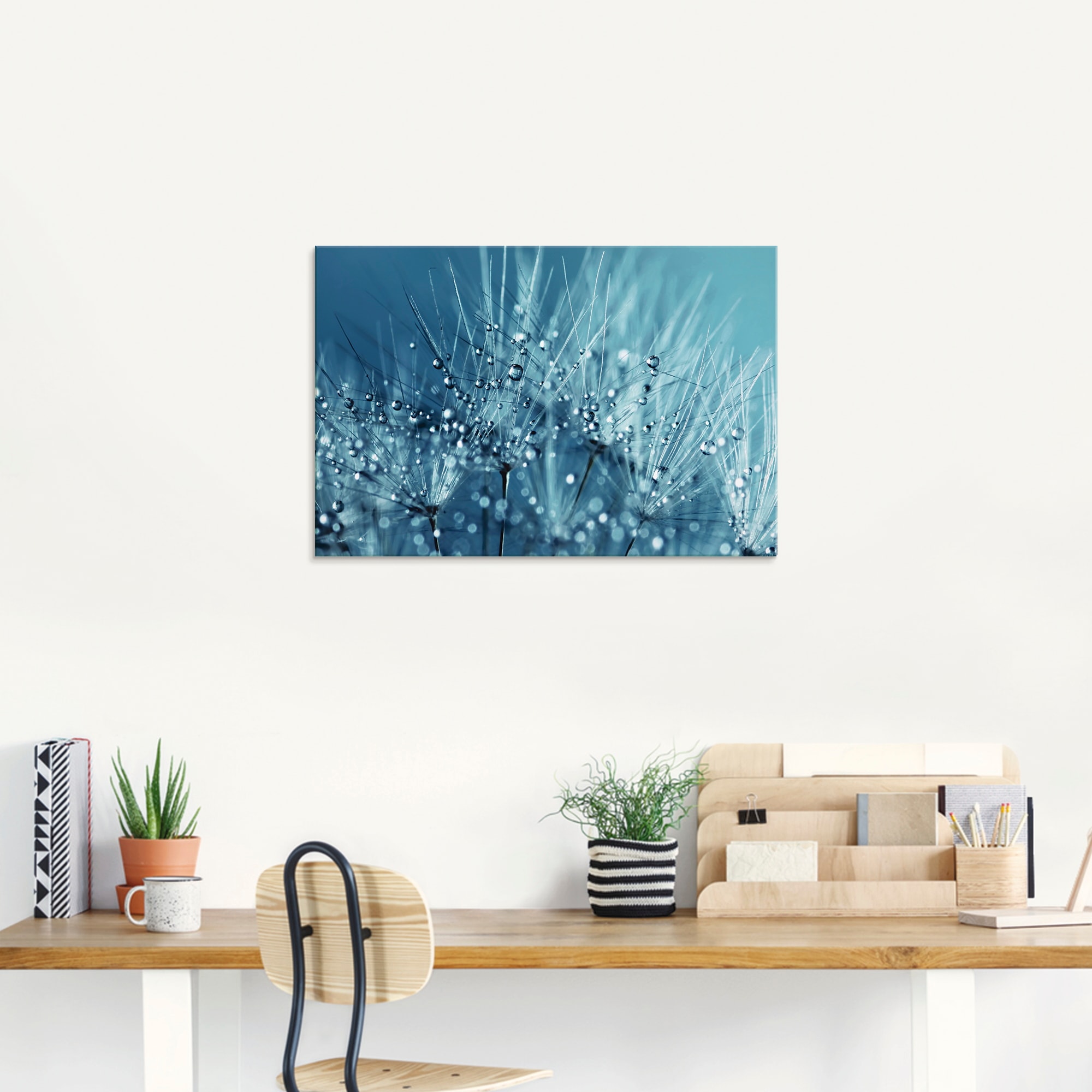 Artland Glasbild »Blaue glitzernde Pusteblume«, Blumen, (1 St.), in verschiedenen Grössen
