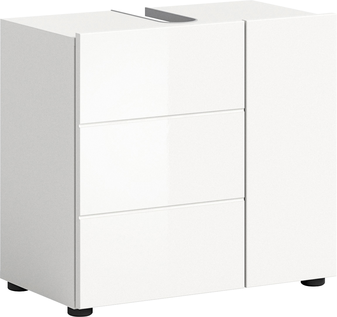 Image of welltime Waschbeckenunterschrank "BIEL, Breite 60 cm, 1 Tür, 2 Fächer, mit Siphonausschnitt" 1 Stk. tlg. Badmöbel, Badschrank, Schrank, Unterschrank, Bad, Badezimmer