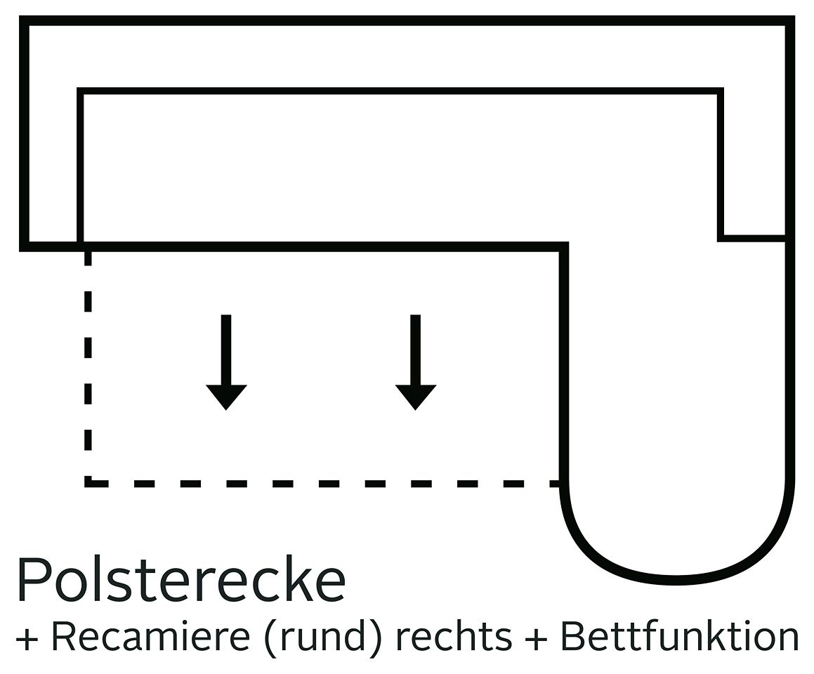 DOMO collection Ecksofa Papenburg L-Form, in grosser Farbvielfalt, wahlweise mit Bettfunktion