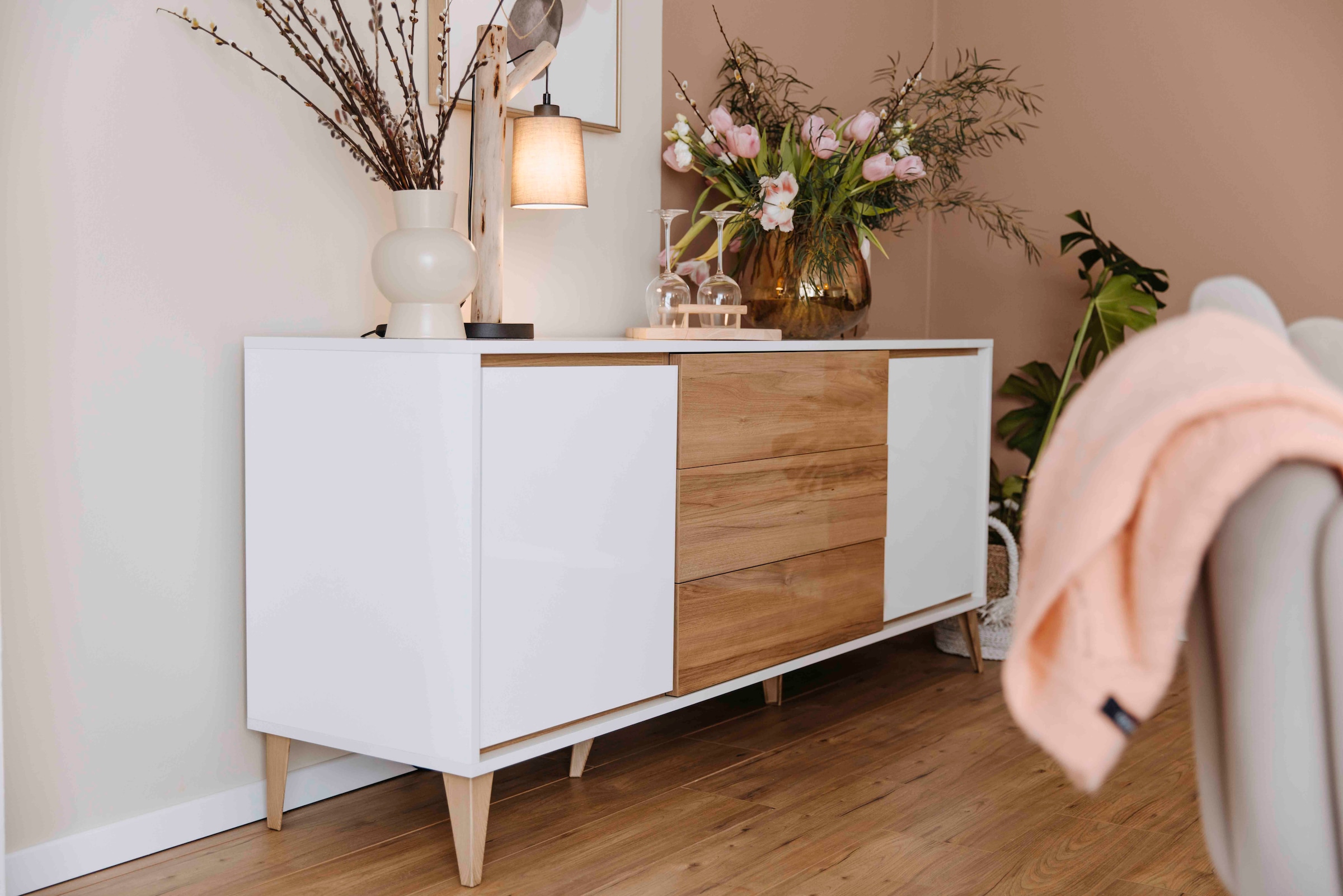 GOODproduct Commode »Vida« (H/L/P) : 78/180/47 cm,  laqué UV, très brillant, fonction soft-close et push-to-open