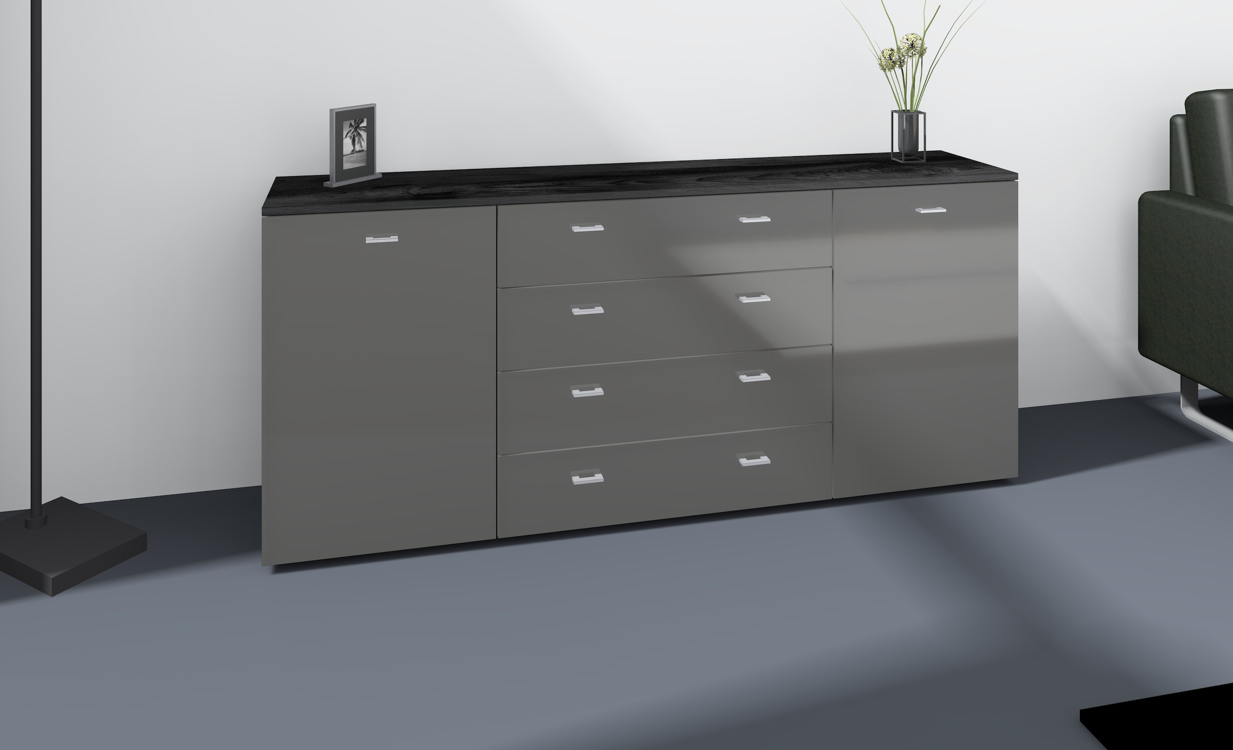 Sideboard »Scala, Breite 166 cm,«, höhenverstellbare Einlegeböden, kleine Griffe