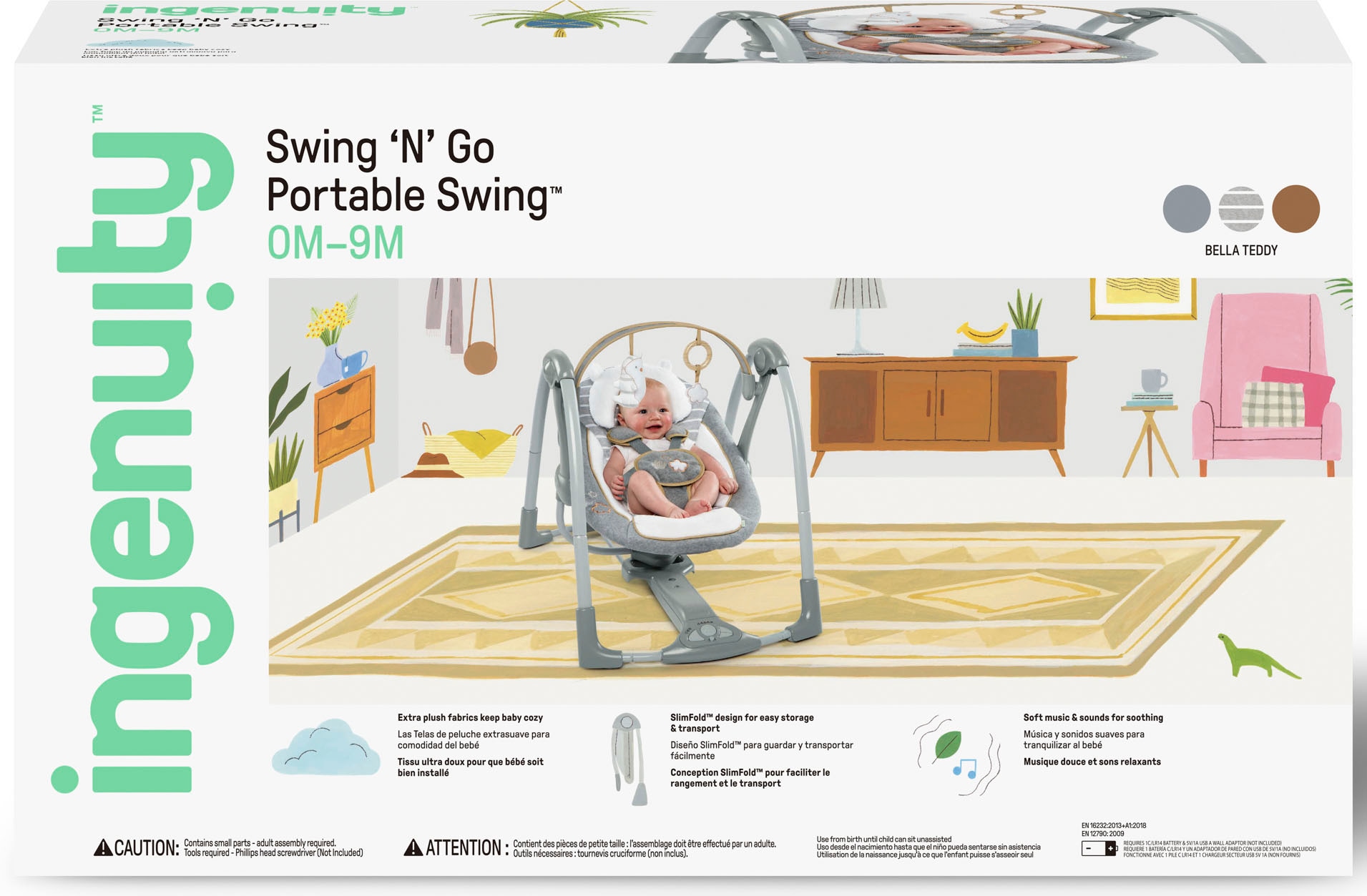 ingenuity Babyschaukel »Swing'n' Go, Bella Teddy«, bis 9 kg, tragbar