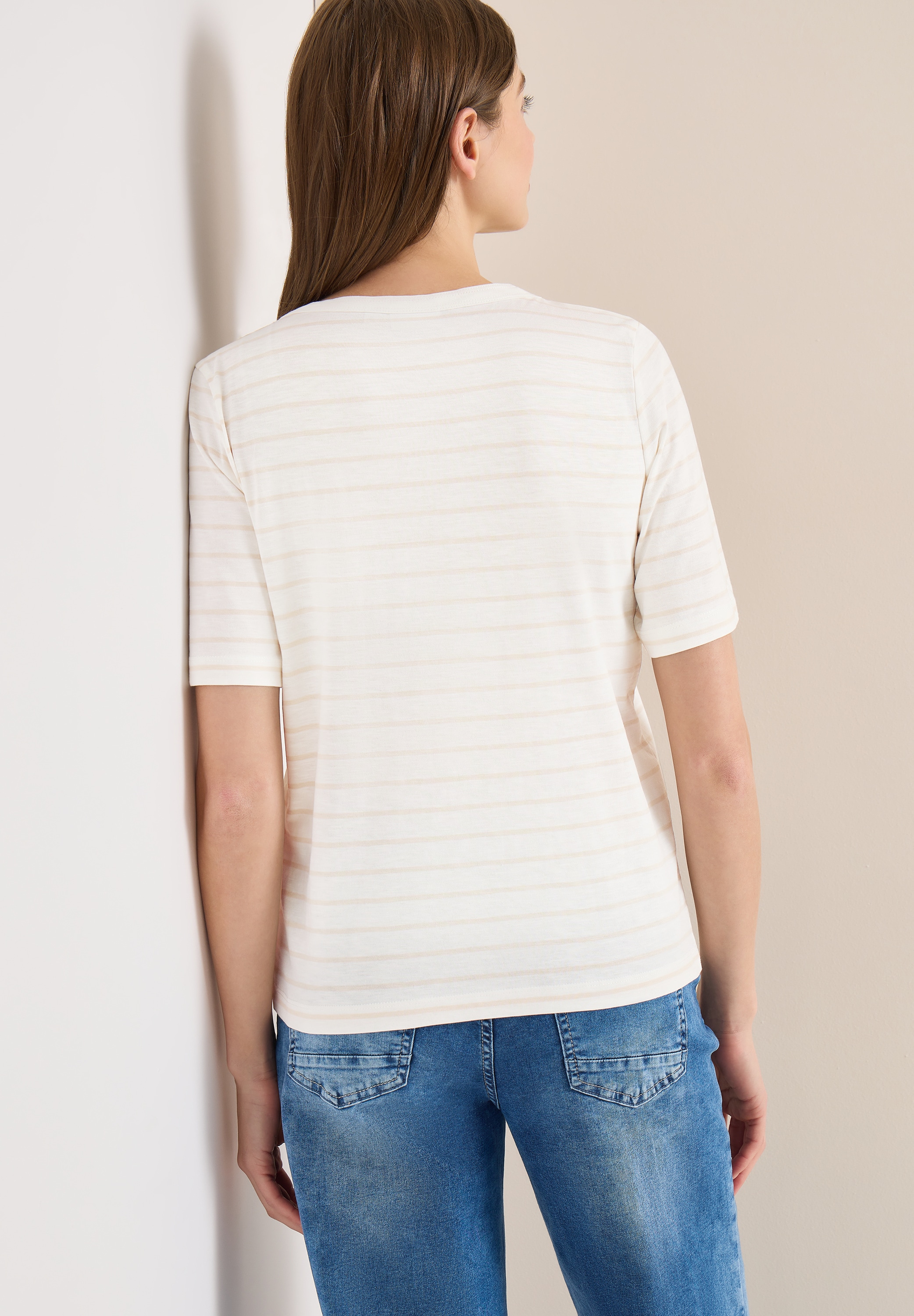 Cecil Rundhalsshirt Sommershirt im Streifen-Look