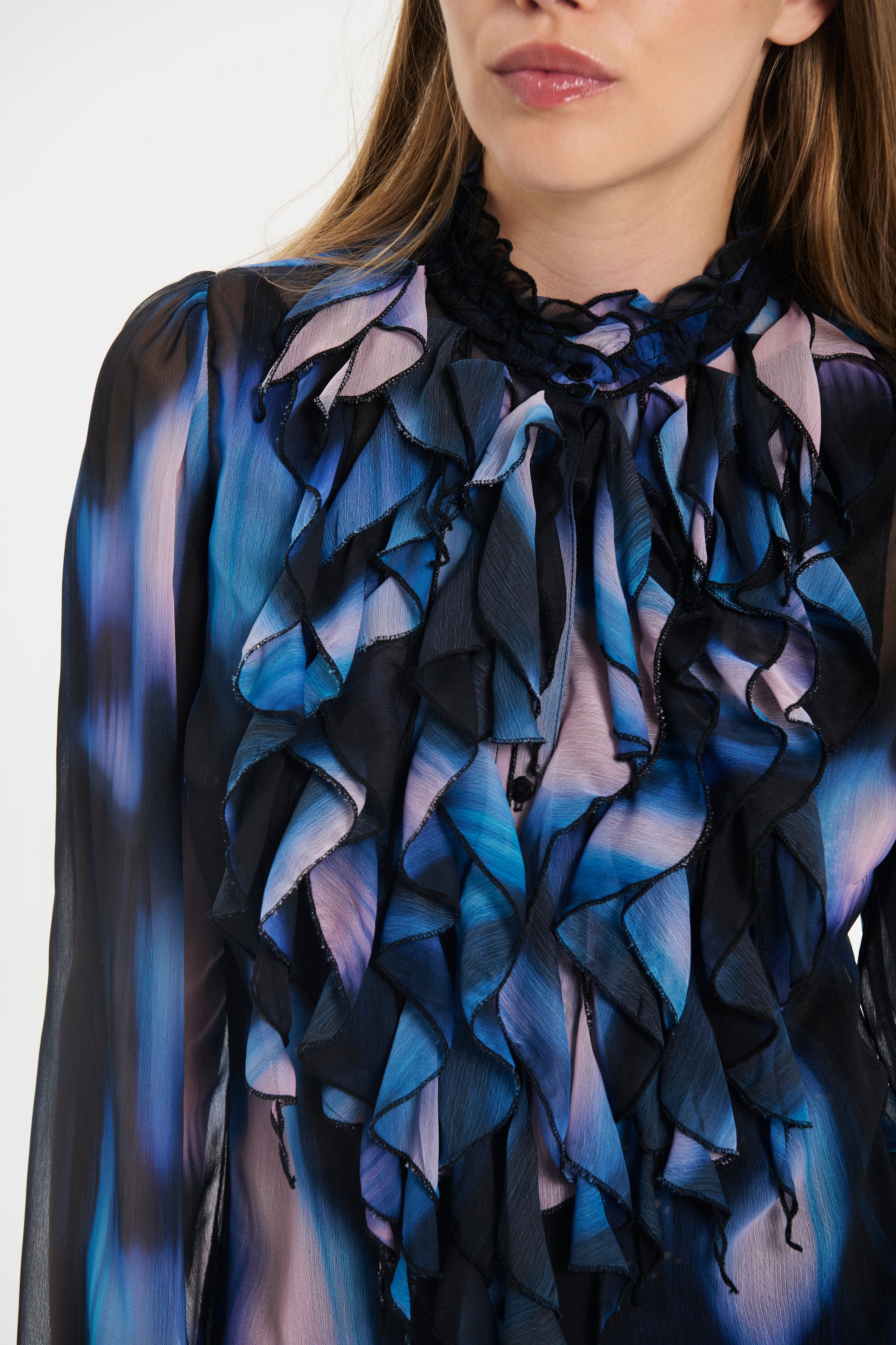 Saint Tropez Chemisier à volants »LiljaSZ Crinkle LS Shirt« Regular fit, Chiffon, Rüschen