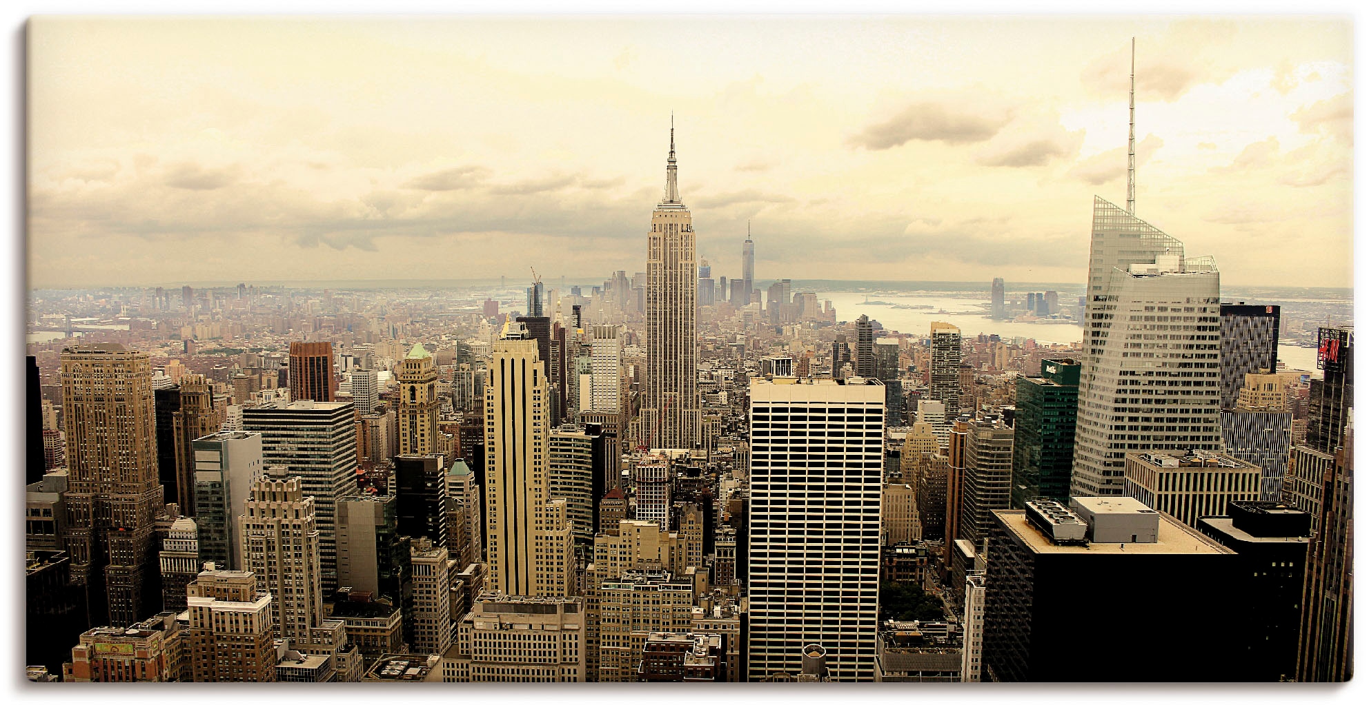 Image of Artland Leinwandbild "Skyline Manhattan - New York" Amerika 1 Stk. tlg. auf Holzrahmen gespannt