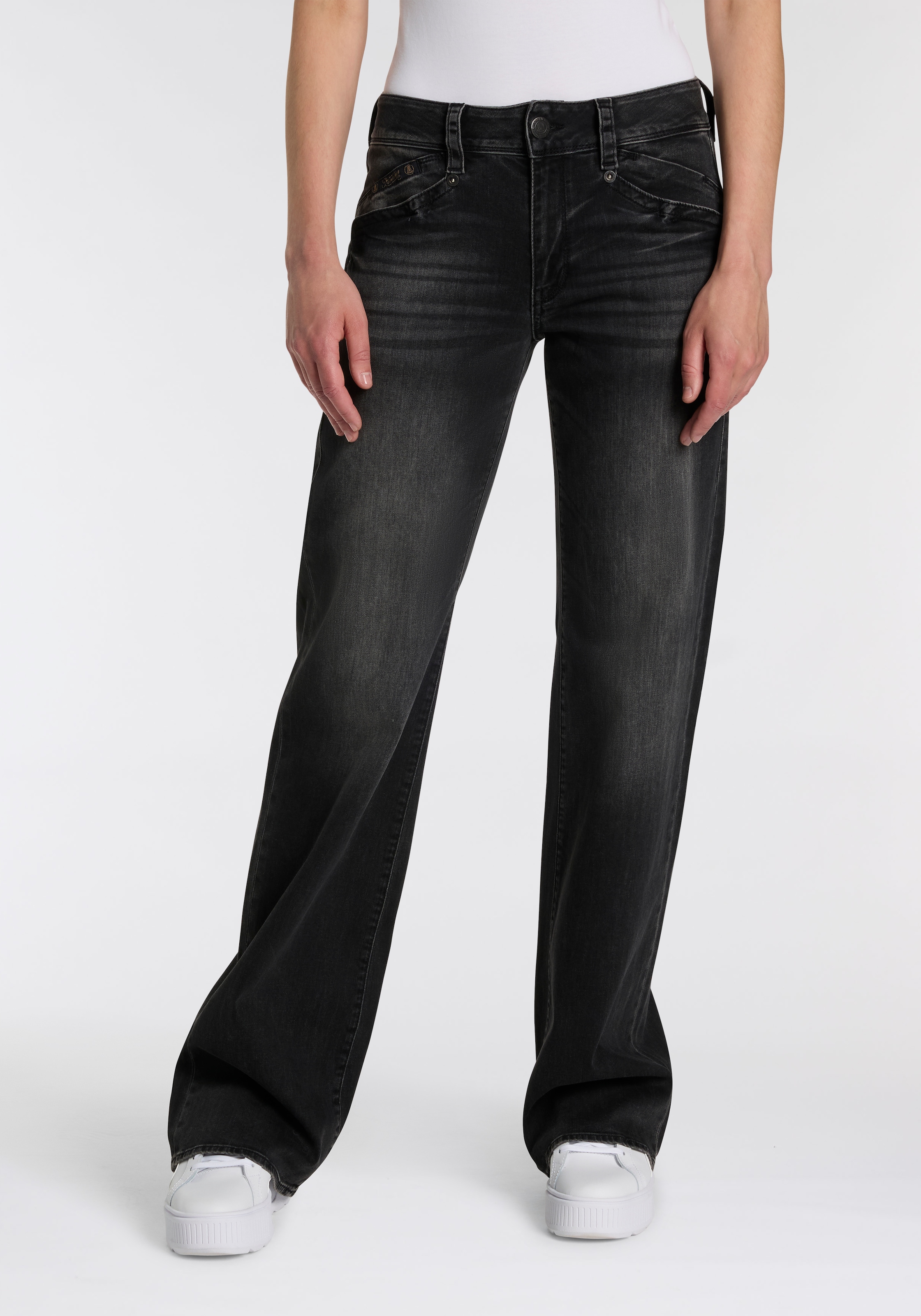 Image of Herrlicher Straight-Jeans "Prime New Denim Black Light" mit hohem Bund