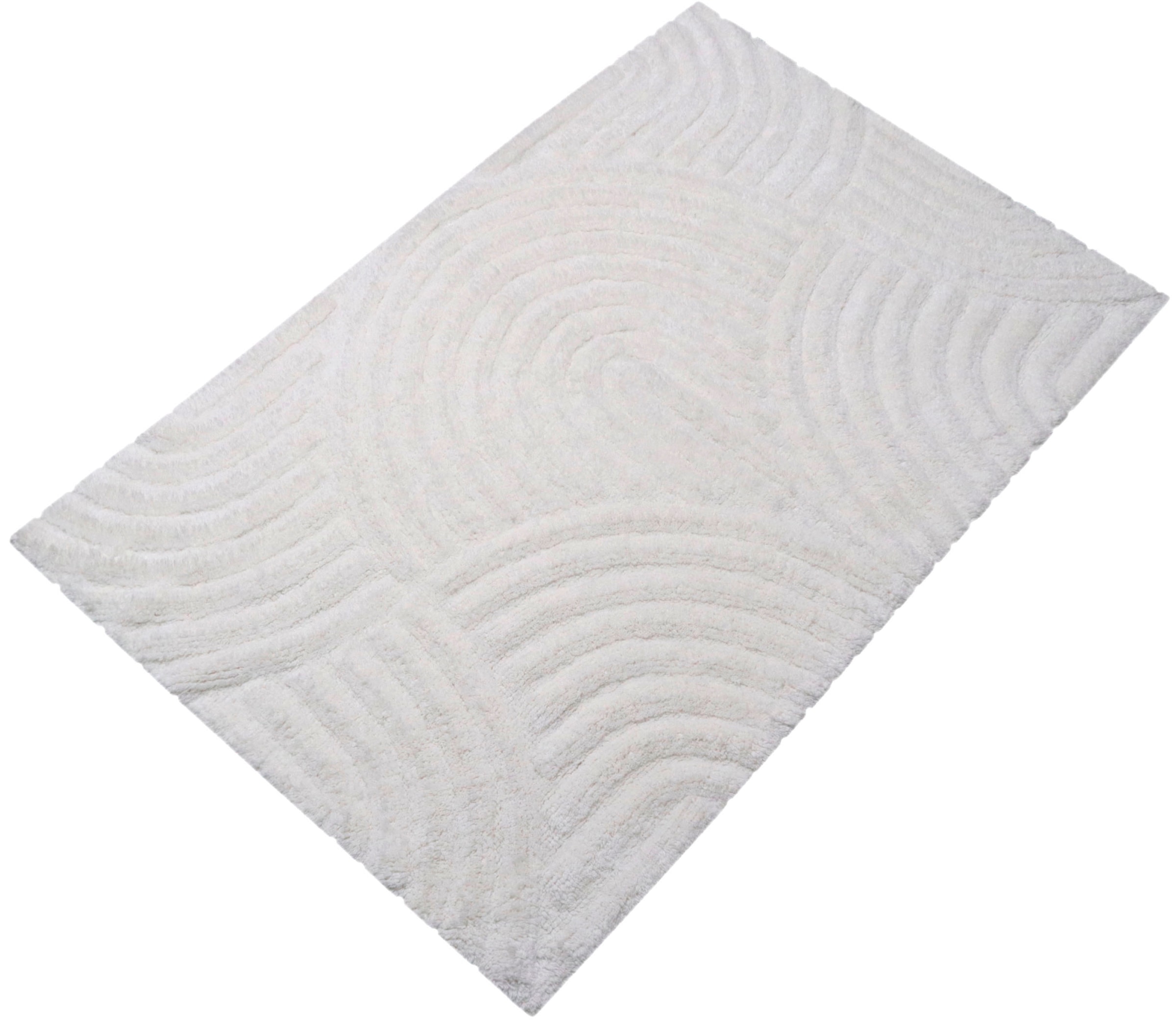 my home Badematte »Juna, Badvorleger, Badezimmer Teppich, Zen, Scandi, Boho«, rutschhemmend beschichtet, fussbodenheizungsgeeignet, Baumwolle, Hoch-Tief-Effekt, weich