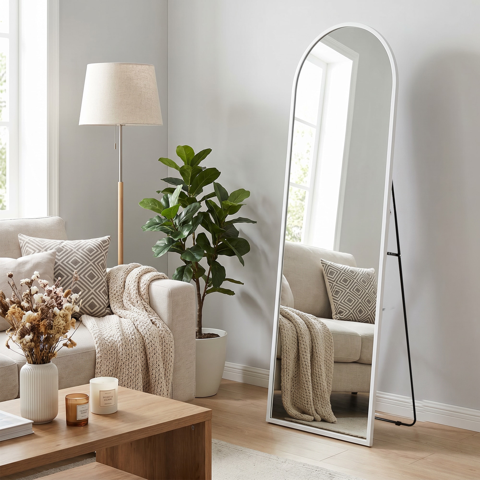 Image of GOODproduct "Standspiegel Addrik, wahlweise in 2 Grössen 150x40cm oder 180x60cm" Ganzkörperspiegel mit Sicherheitsglas, in verschiedenen Farben