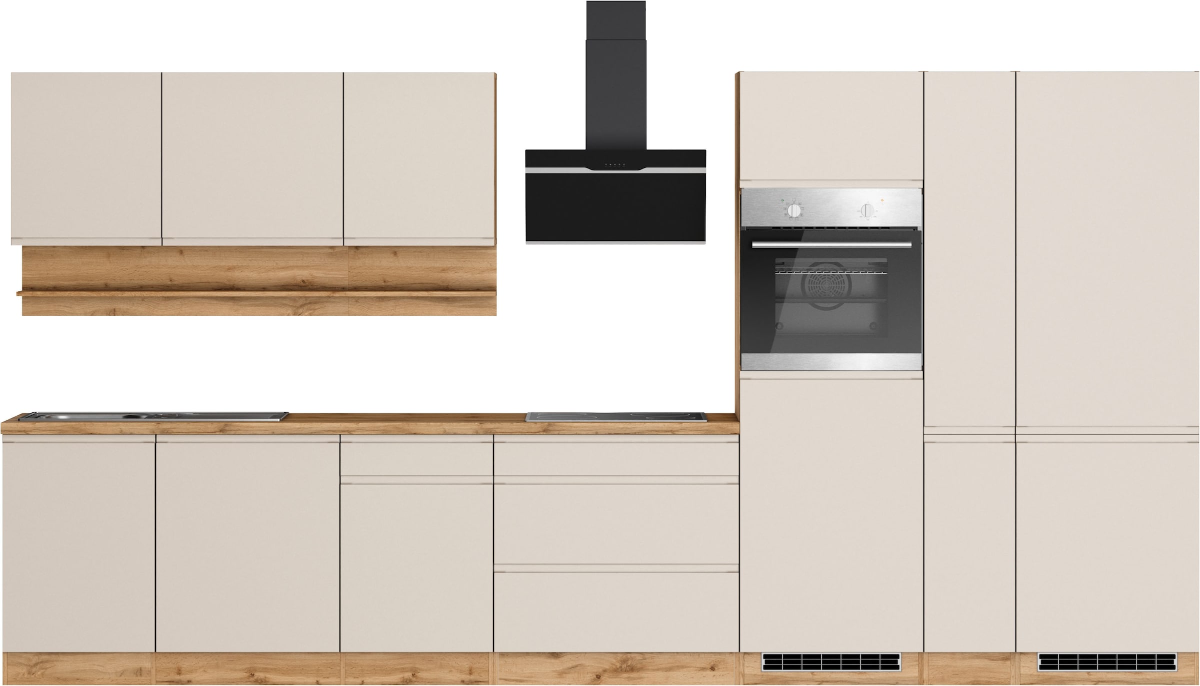Image of KOCHSTATION Küchenzeile "KS-Virginia,neu in verbesserter Ausführung" Arbeitsplatte 38 mm stark, Stauraum, Softclose, Breite 390 cm, Soft-Close, ohne E-Geräte