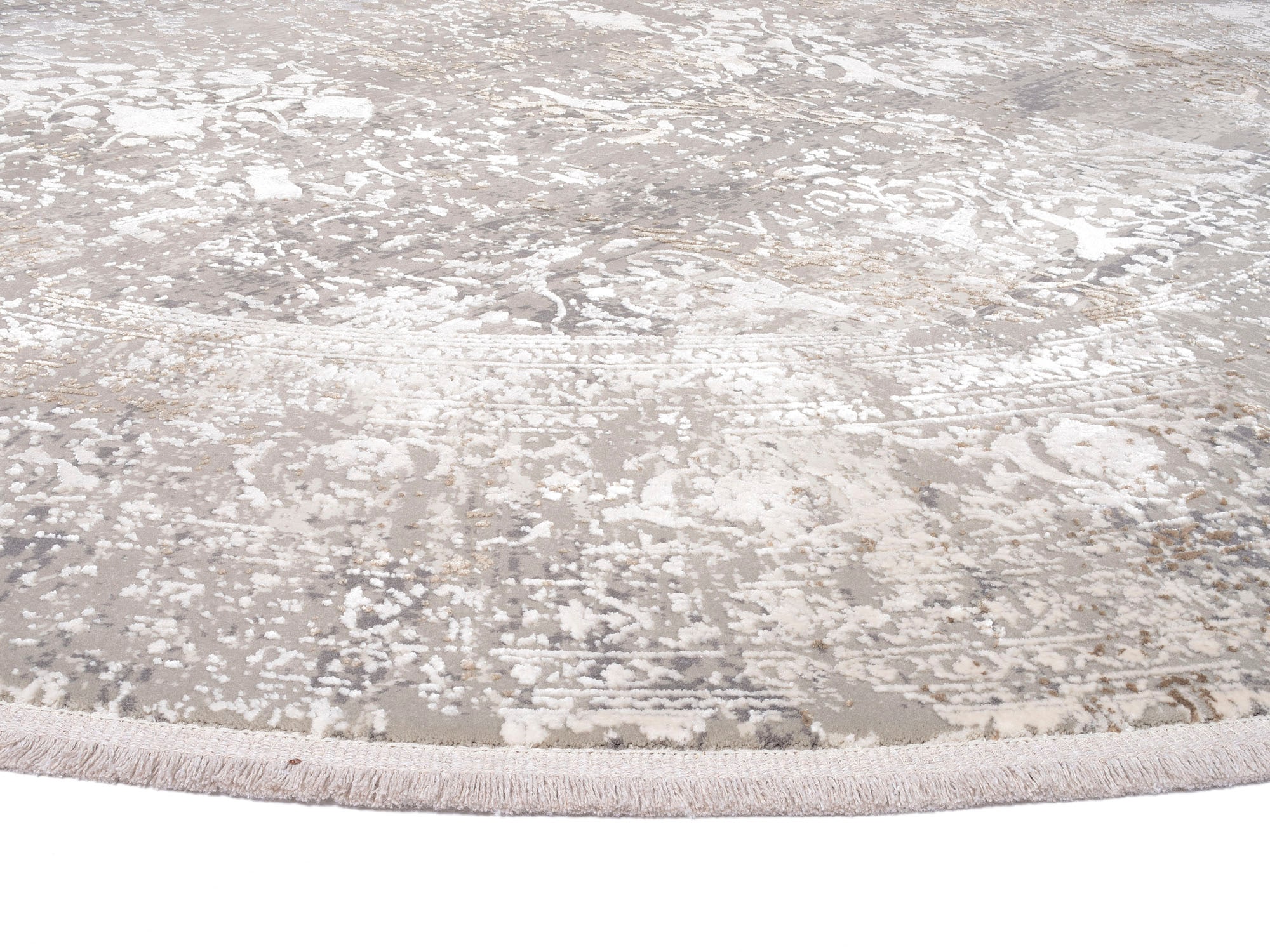 OCI DIE TEPPICHMARKE Teppich »BESTSELLER CAVA«, rund, 8 mm Höhe, Glanz Viskose, Hoch Tief Struktur, mit Fransen, Wohnzimmer