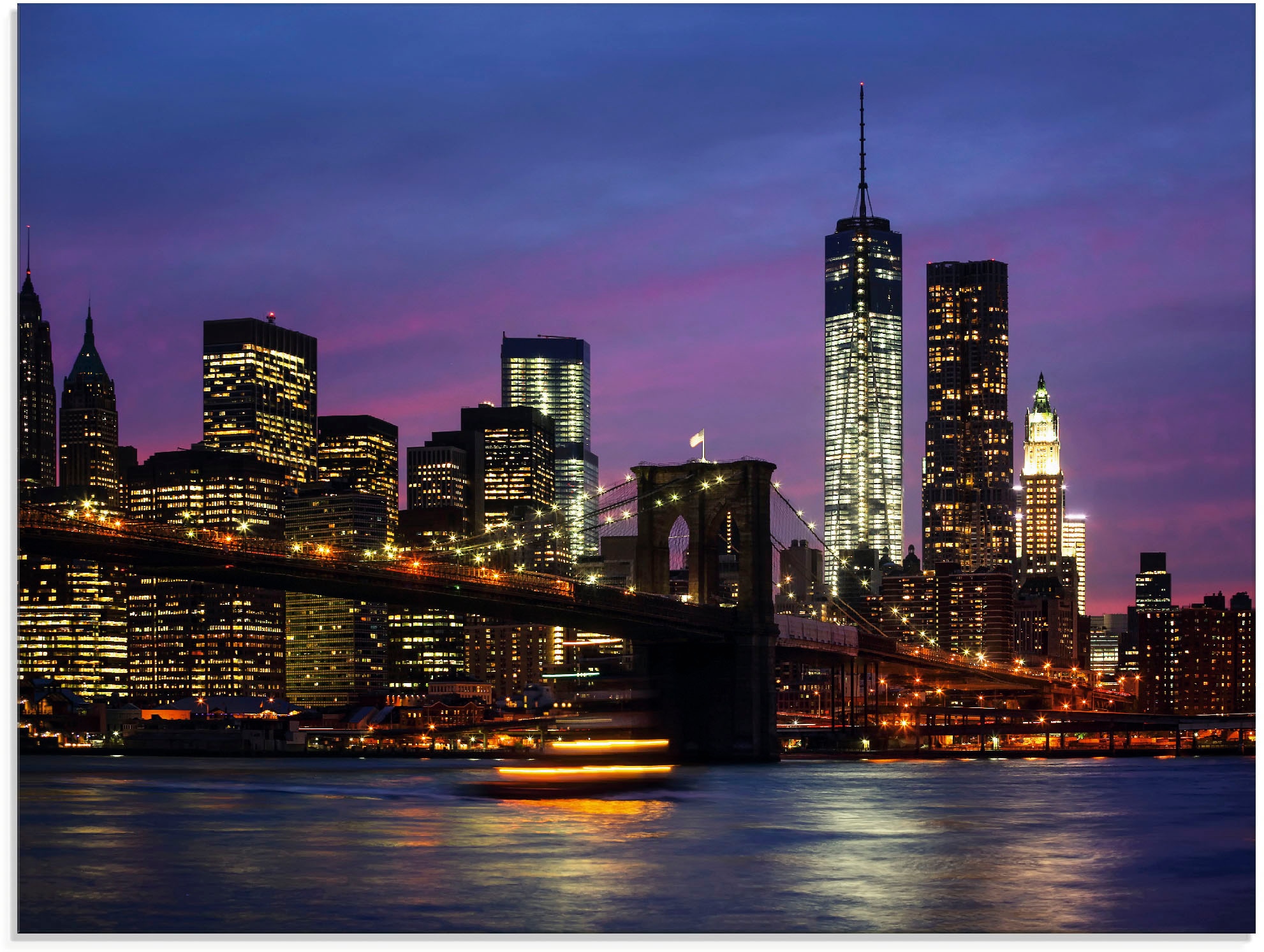 Image of Artland Glasbild "Brooklyn Bridge" Amerika 1 Stk. tlg. in verschiedenen Grössen