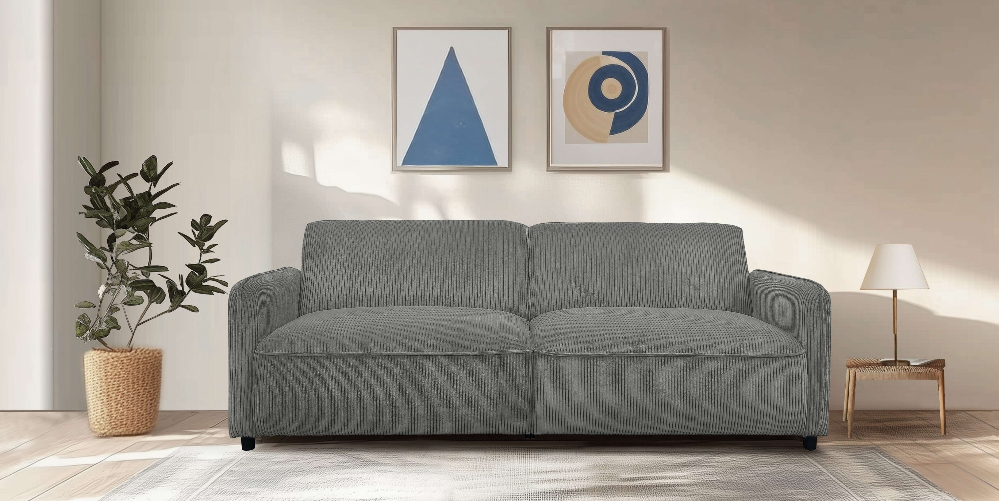 Image of Dorel Home 3-Sitzer "Allie Curved Schlafsofa 209 cm" Bettfunktion (110/190), verstellbare Rückenlehne, Cord u. Velours