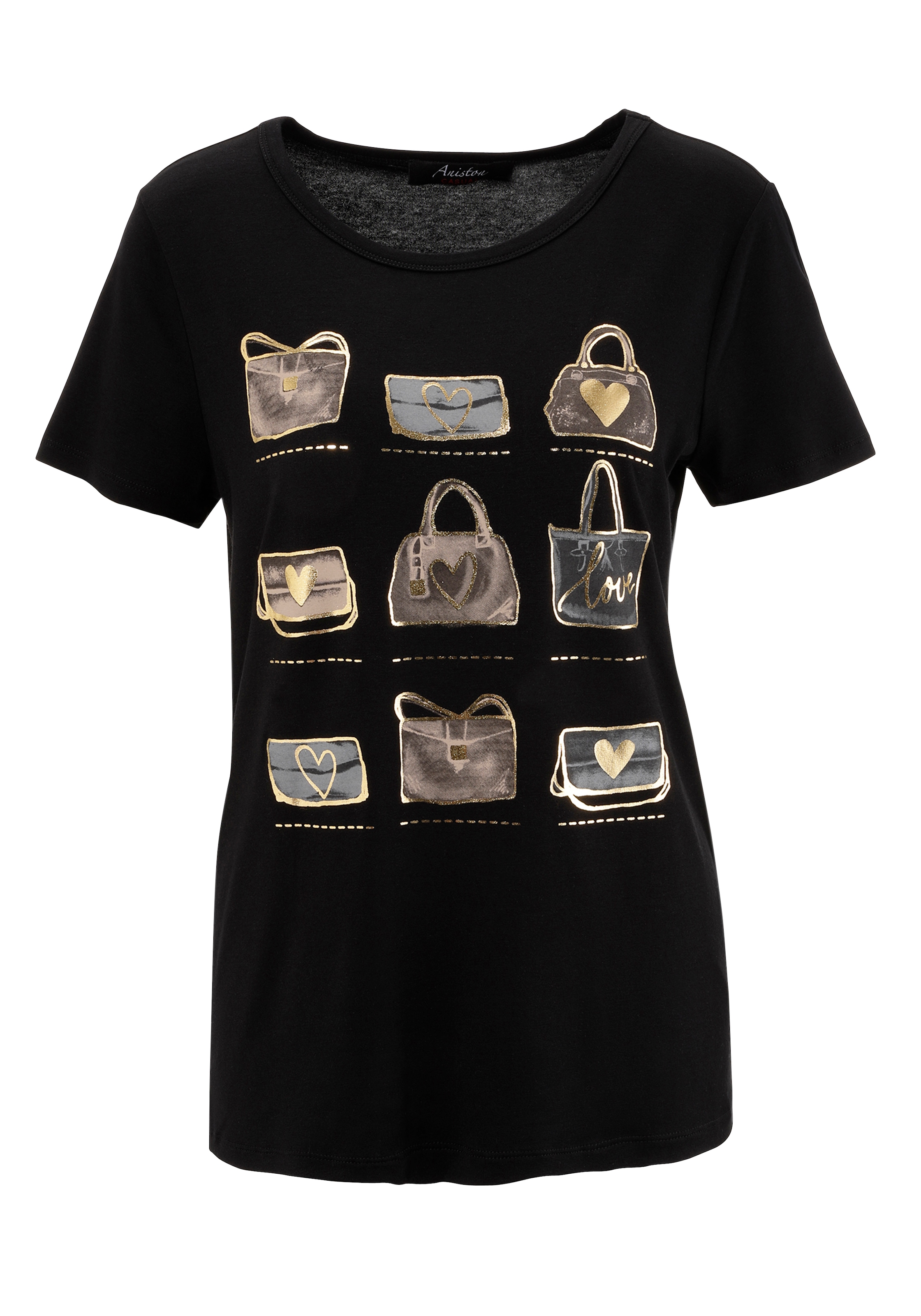 Aniston CASUAL T-Shirt, Frontdruck, teilweise mit glitzerndem Folienprint