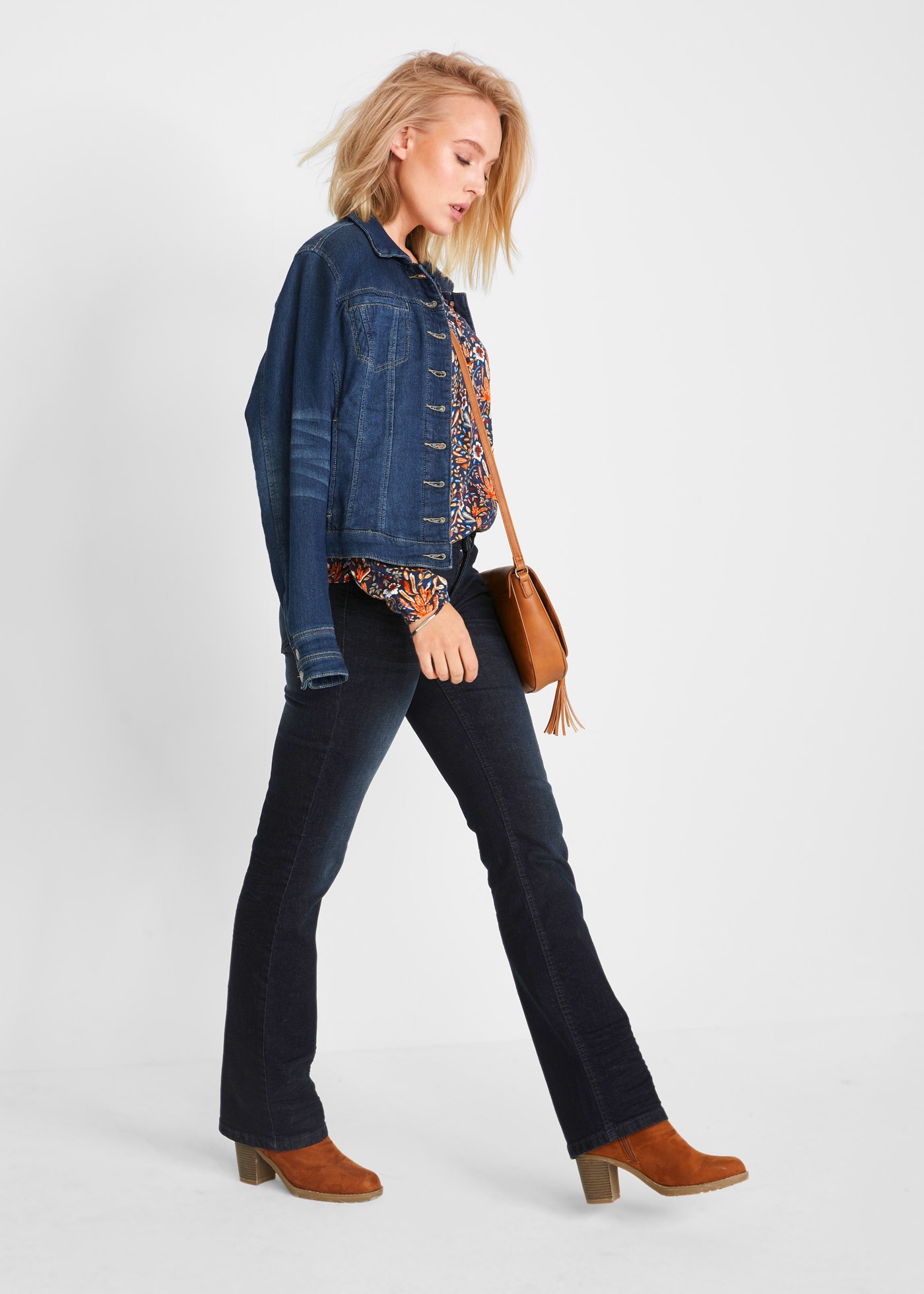 bonprix T-shirt tunique A-Linie Passform, mit All-Over Print, aus Baumwolle