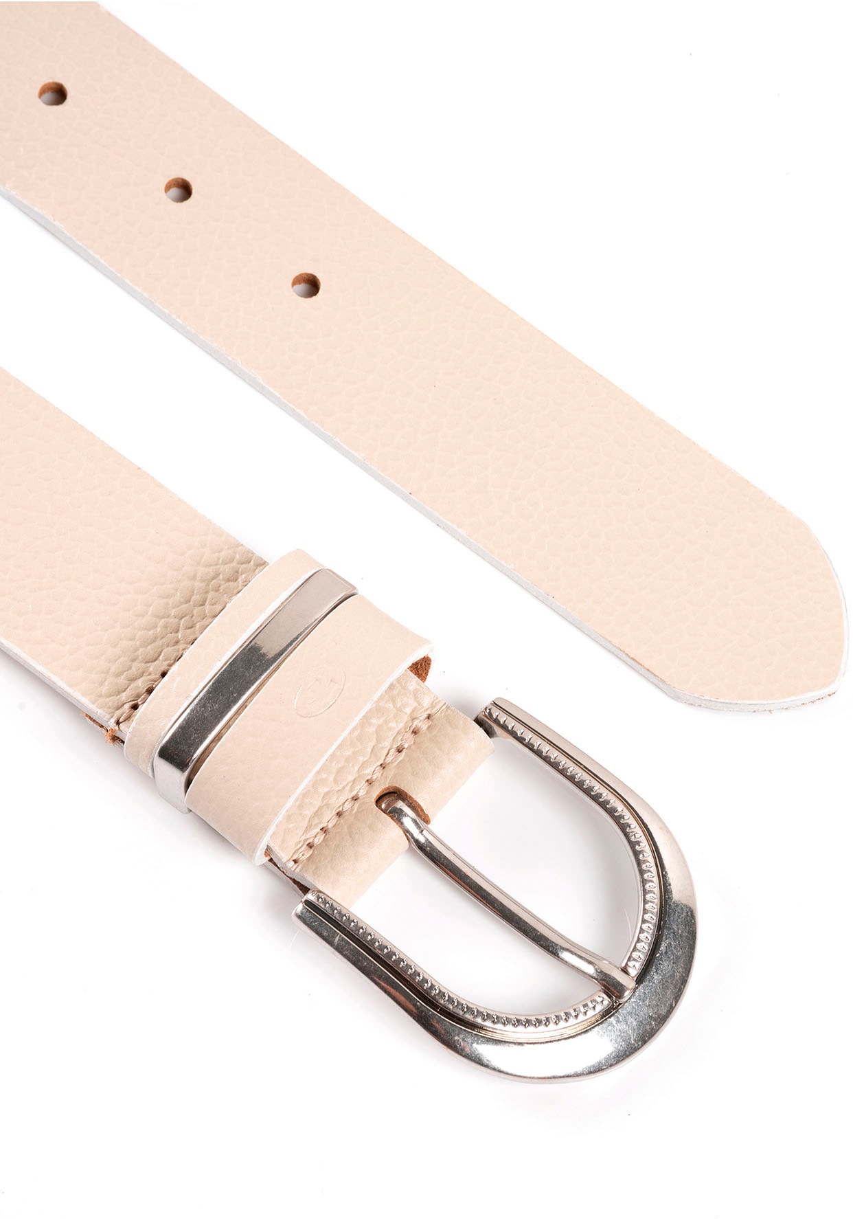 TOM TAILOR Ledergürtel »TTSANDRA«, 3,5 cm breiter Damengürtel, genarbte Oberfläche, Schliesse silberfarben