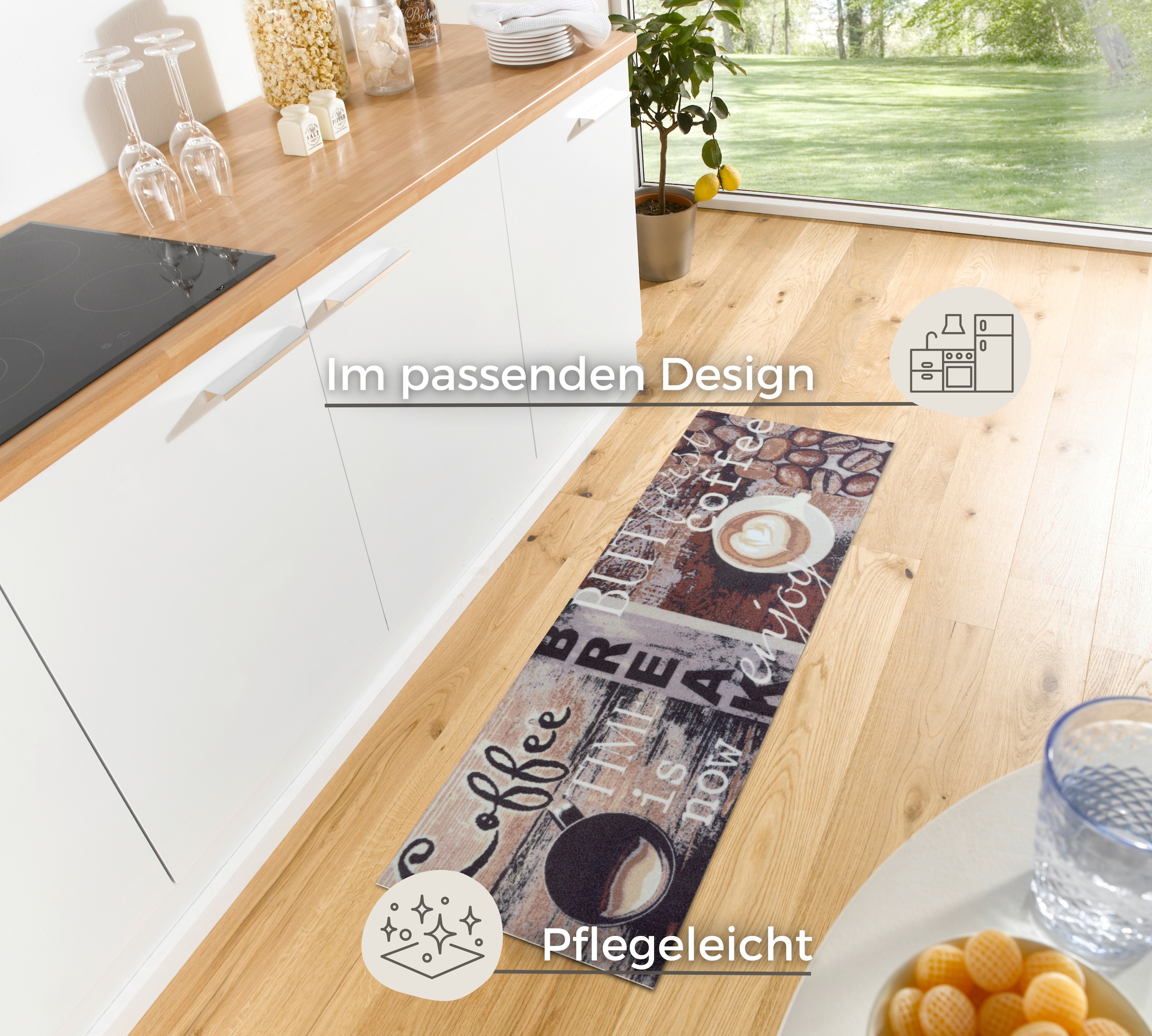 HANSE Home Küchenläufer »Enjoy Coffee Break«, rechteckig, 3 mm Höhe, Läufer, Rutschfest, Küchenteppich, Motiv Kaffee, Pflegeleicht