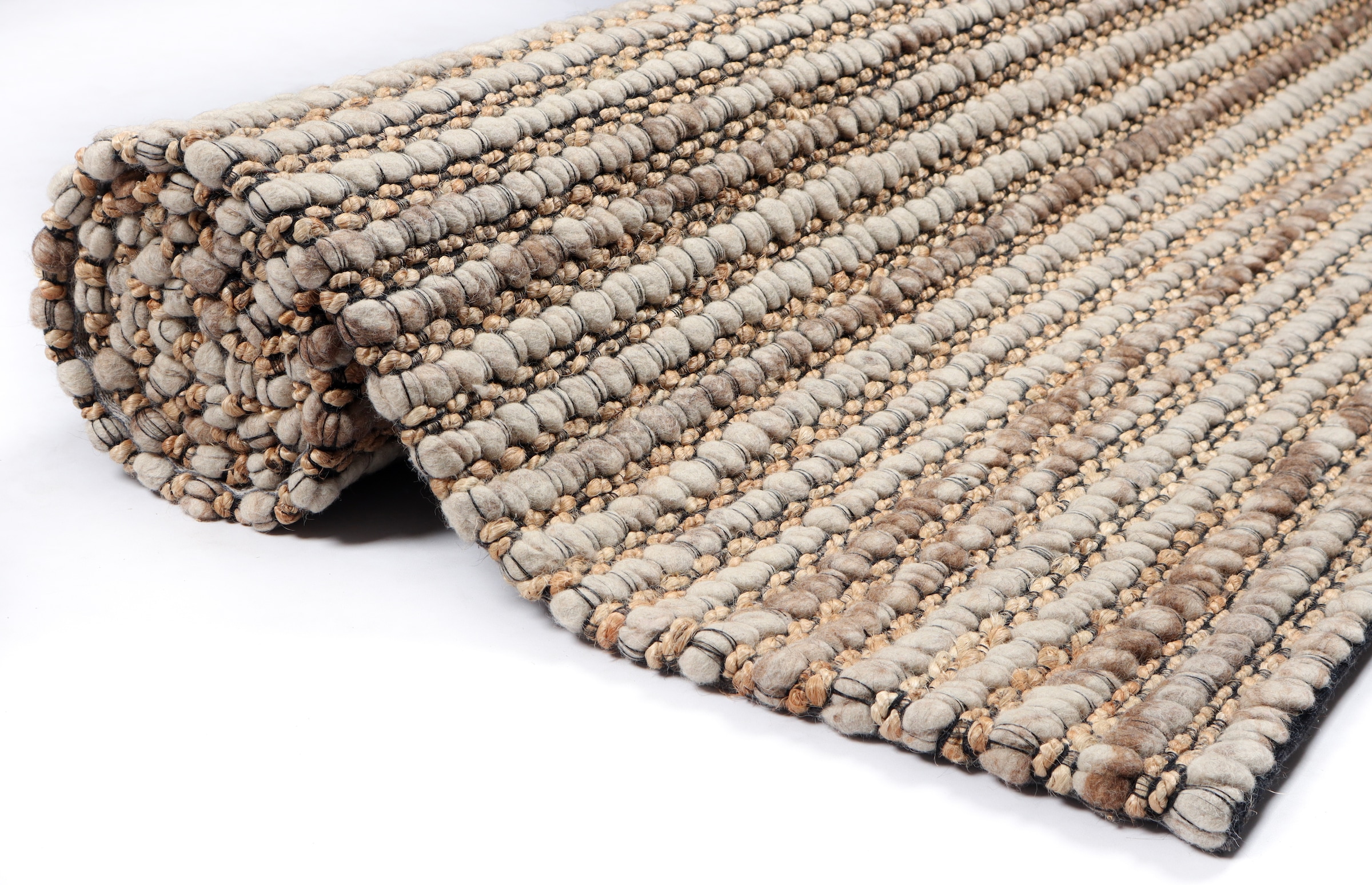 my home Wollteppich »Leevy, Wolle und Jute- handgewebt«, rechteckig, 25 mm Höhe, handgewebt, Handweb Teppiche, Wohnzimmer, Schlafzimmer, Esszimmer