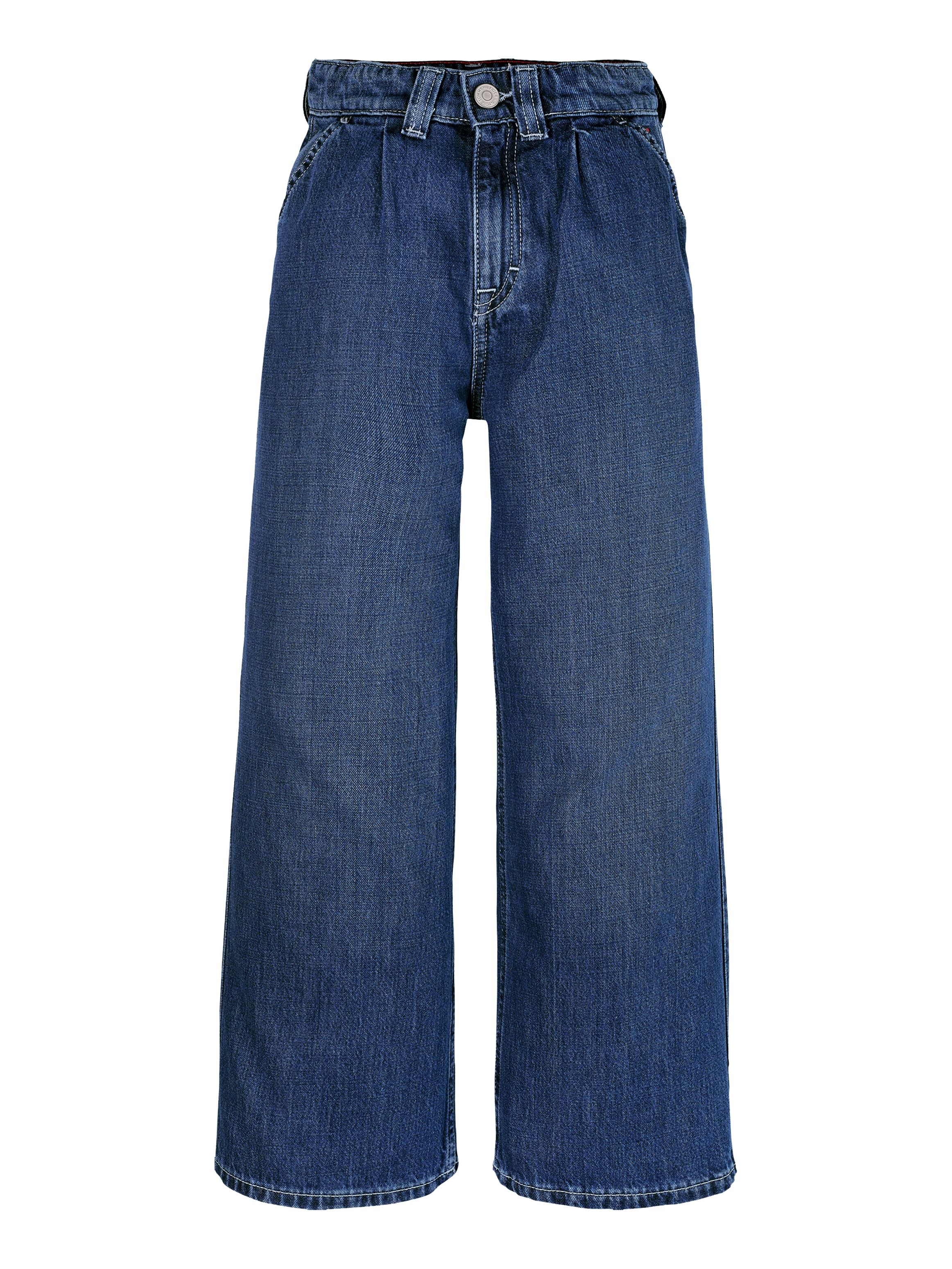 Tommy Hilfiger Weite Jeans »MABEL PLEATS MID BLUE WASH«, in mittelblauer Waschung, mit Logo-Badge