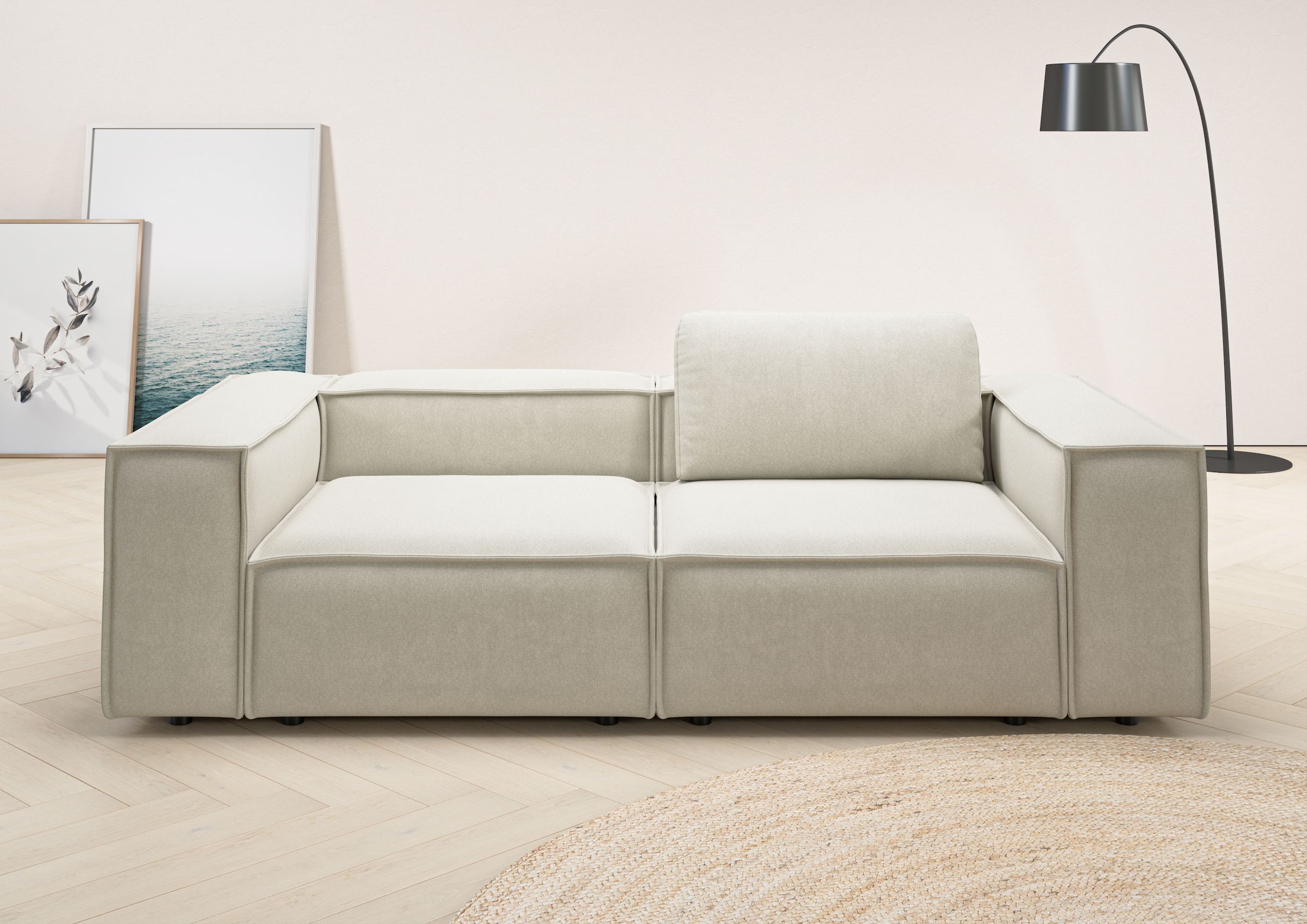 Image of Home affaire 2-Sitzer "Watertown, modern, Sofa 246 cm breit, in 2 Tiefen, Japandi Design" Sofa Extra Tiefe 188cm, mit extra breiter Sitzfläche, Flachgewebe MONO